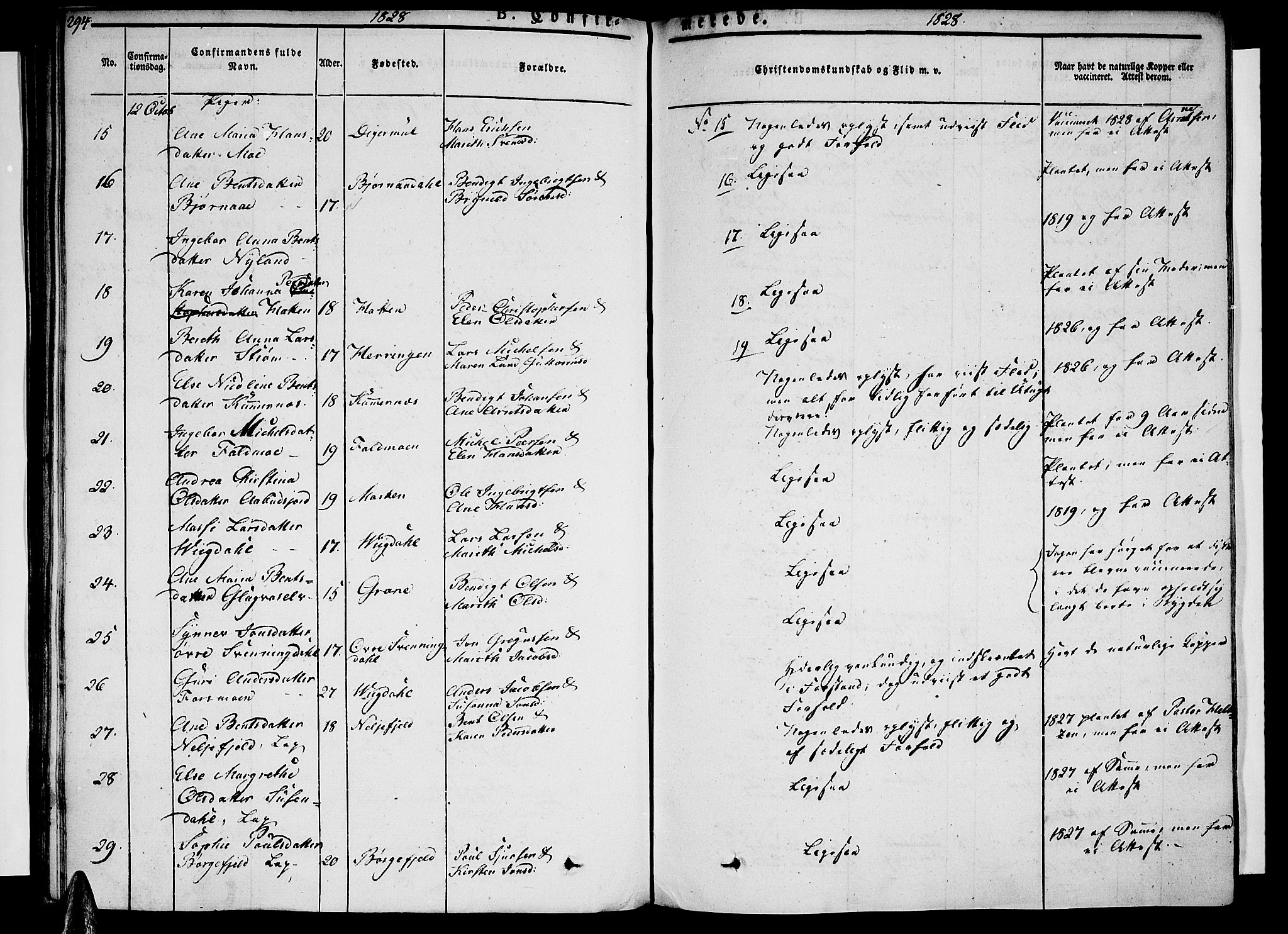 Ministerialprotokoller, klokkerbøker og fødselsregistre - Nordland, AV/SAT-A-1459/820/L0289: Ministerialbok nr. 820A10, 1826-1845, s. 294