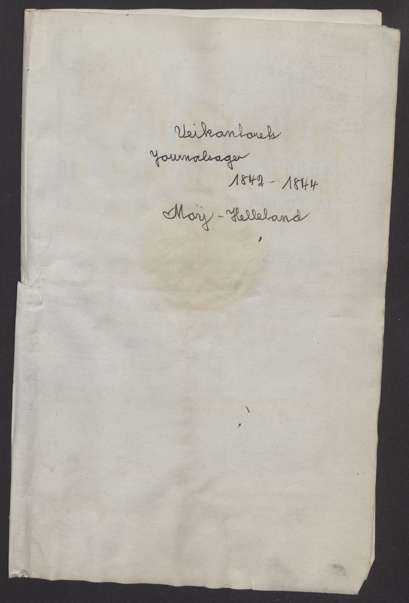 Indredepartementet, Veikontoret V, RA/S-1127/E/L0058/0001: Diverse arkivsaker fra Veikontoret / Journalsaker vedkommende veien Moy-Helleland, 1842-1844