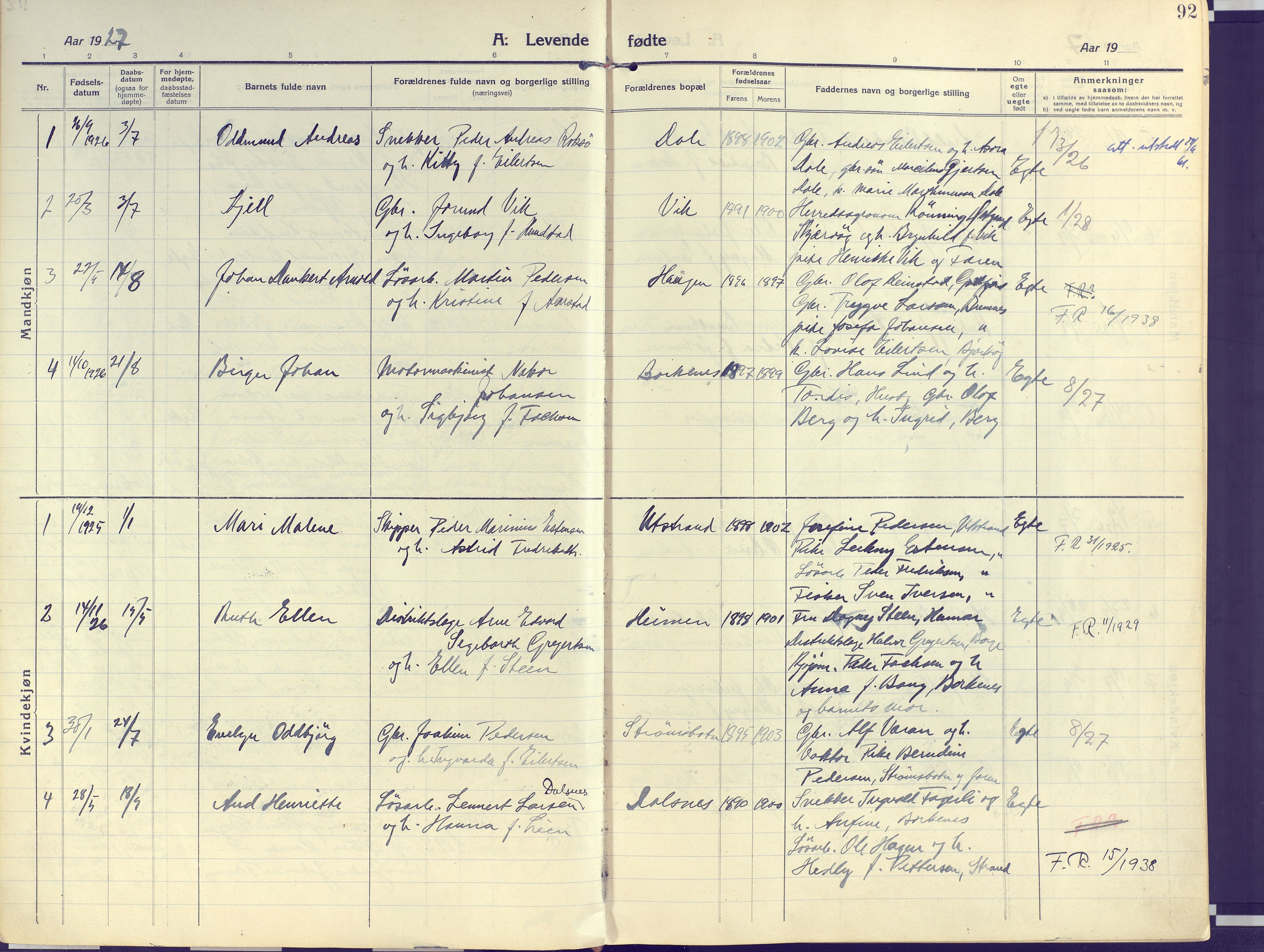 Kvæfjord sokneprestkontor, AV/SATØ-S-1323/G/Ga/Gaa/L0007kirke: Ministerialbok nr. 7, 1915-1931, s. 92