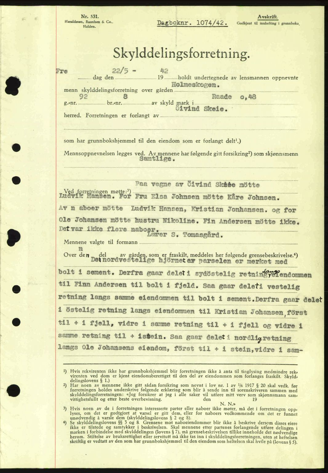 Moss sorenskriveri, SAO/A-10168: Pantebok nr. A9, 1941-1942, Dagboknr: 1074/1942