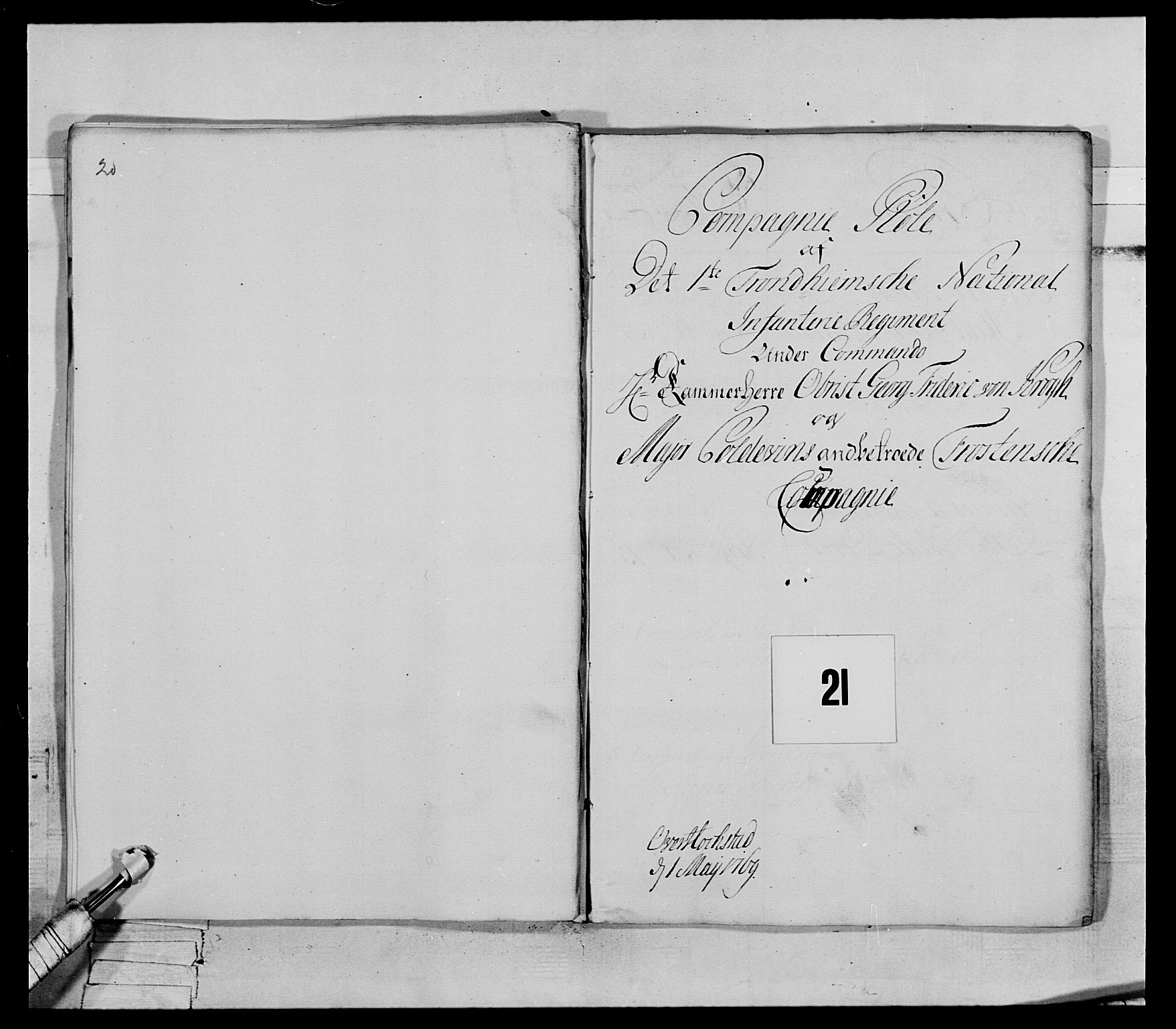 Generalitets- og kommissariatskollegiet, Det kongelige norske kommissariatskollegium, RA/EA-5420/E/Eh/L0070: 1. Trondheimske nasjonale infanteriregiment, 1764-1769, s. 244