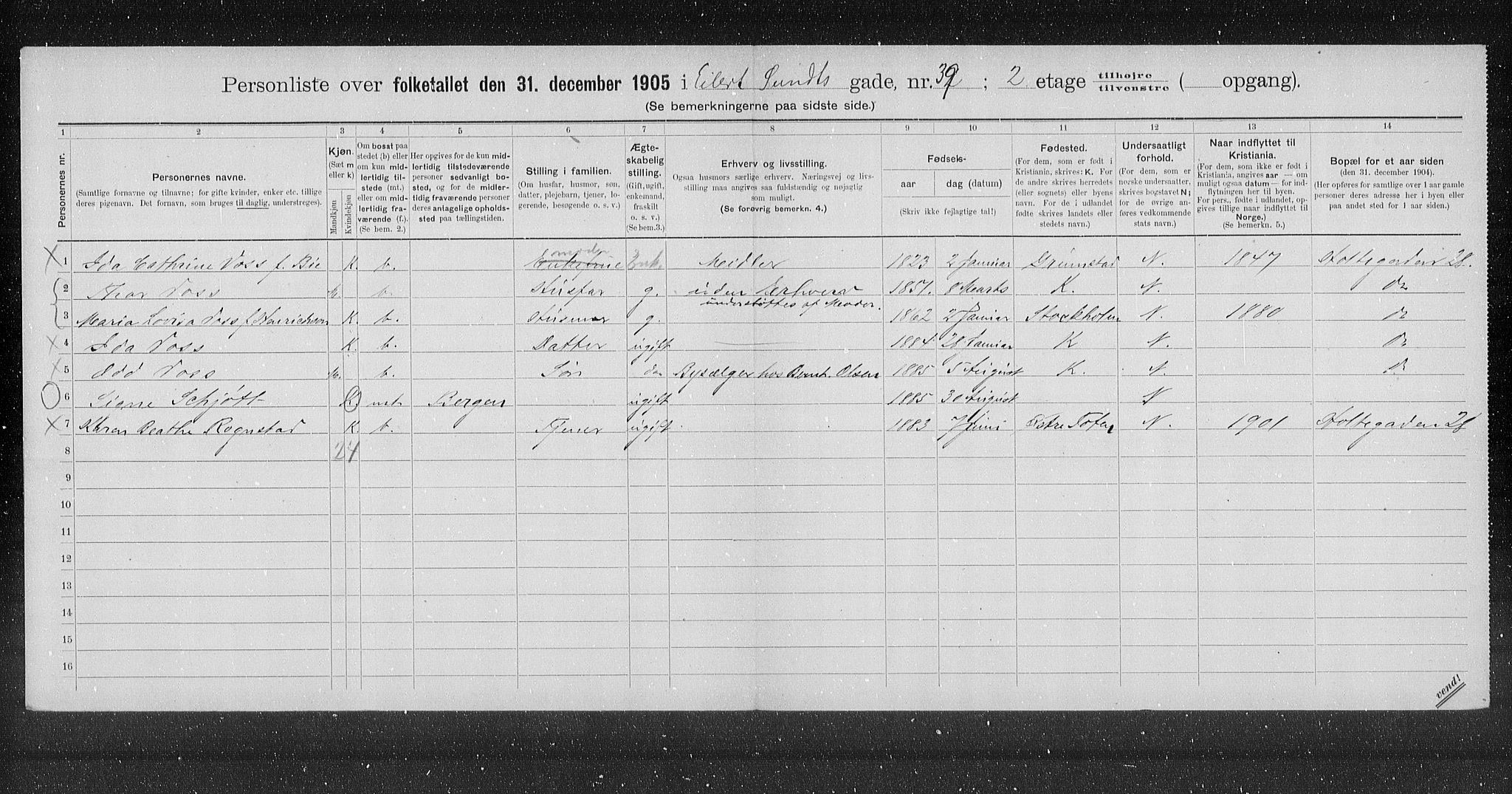 OBA, Kommunal folketelling 31.12.1905 for Kristiania kjøpstad, 1905, s. 10010