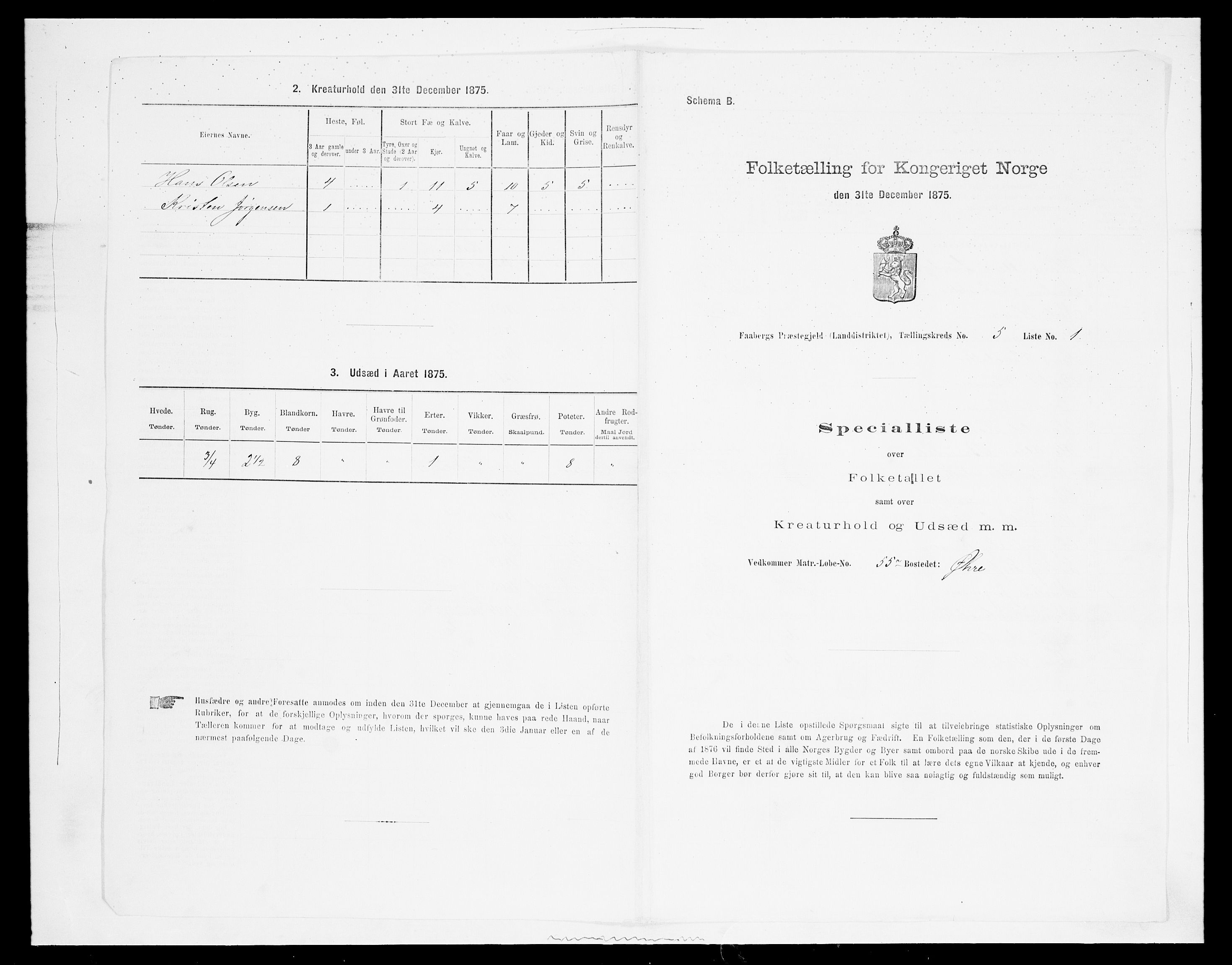 SAH, Folketelling 1875 for 0524L Fåberg prestegjeld, Fåberg sokn og Lillehammer landsokn, 1875, s. 582