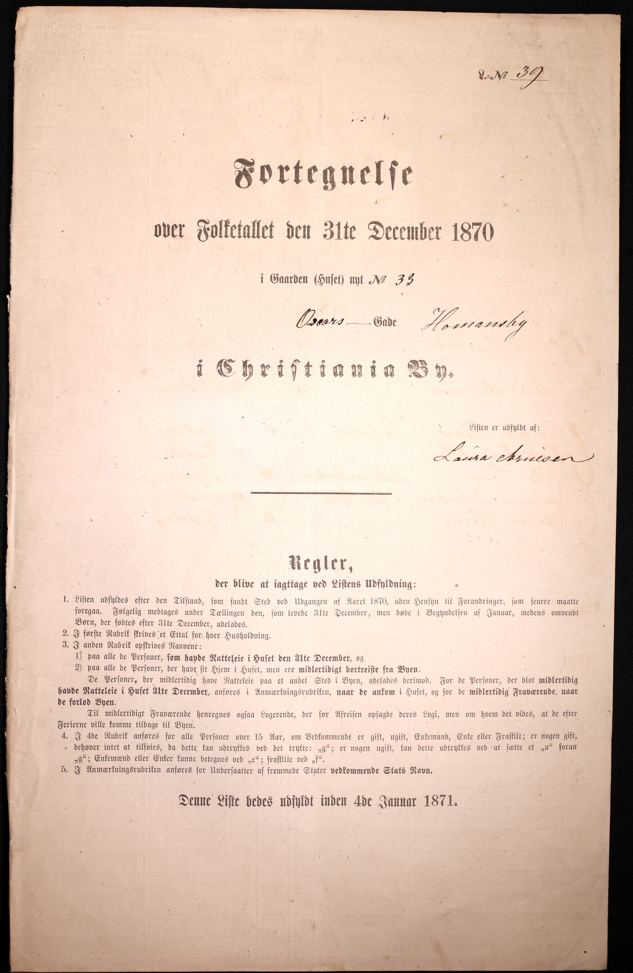 RA, Folketelling 1870 for 0301 Kristiania kjøpstad, 1870, s. 2727