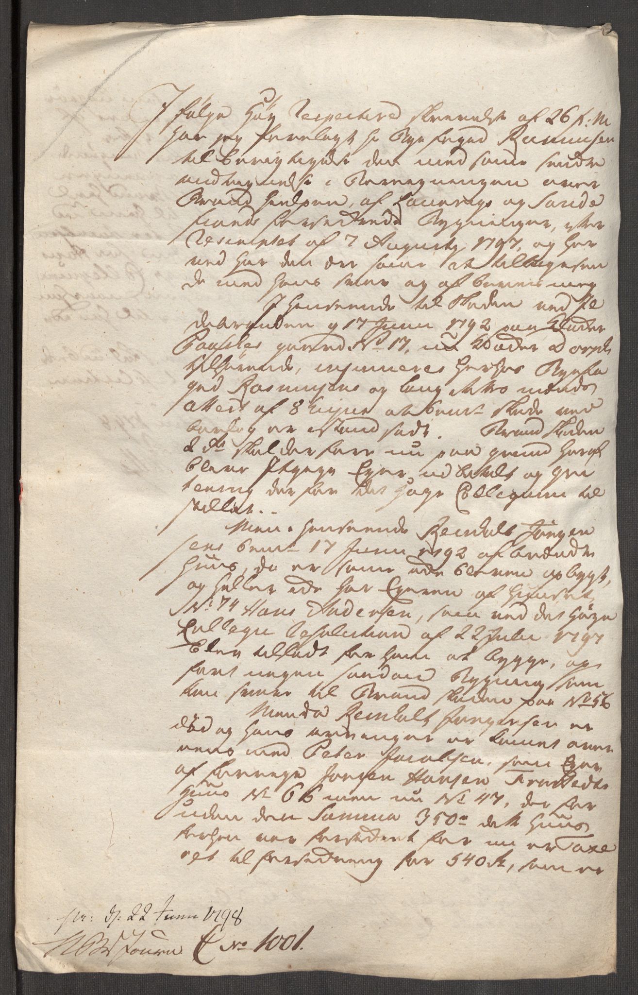 Kommersekollegiet, Brannforsikringskontoret 1767-1814, AV/RA-EA-5458/F/Fa/L0036/0002: Larvik og Sandefjord / Dokumenter, 1787-1797