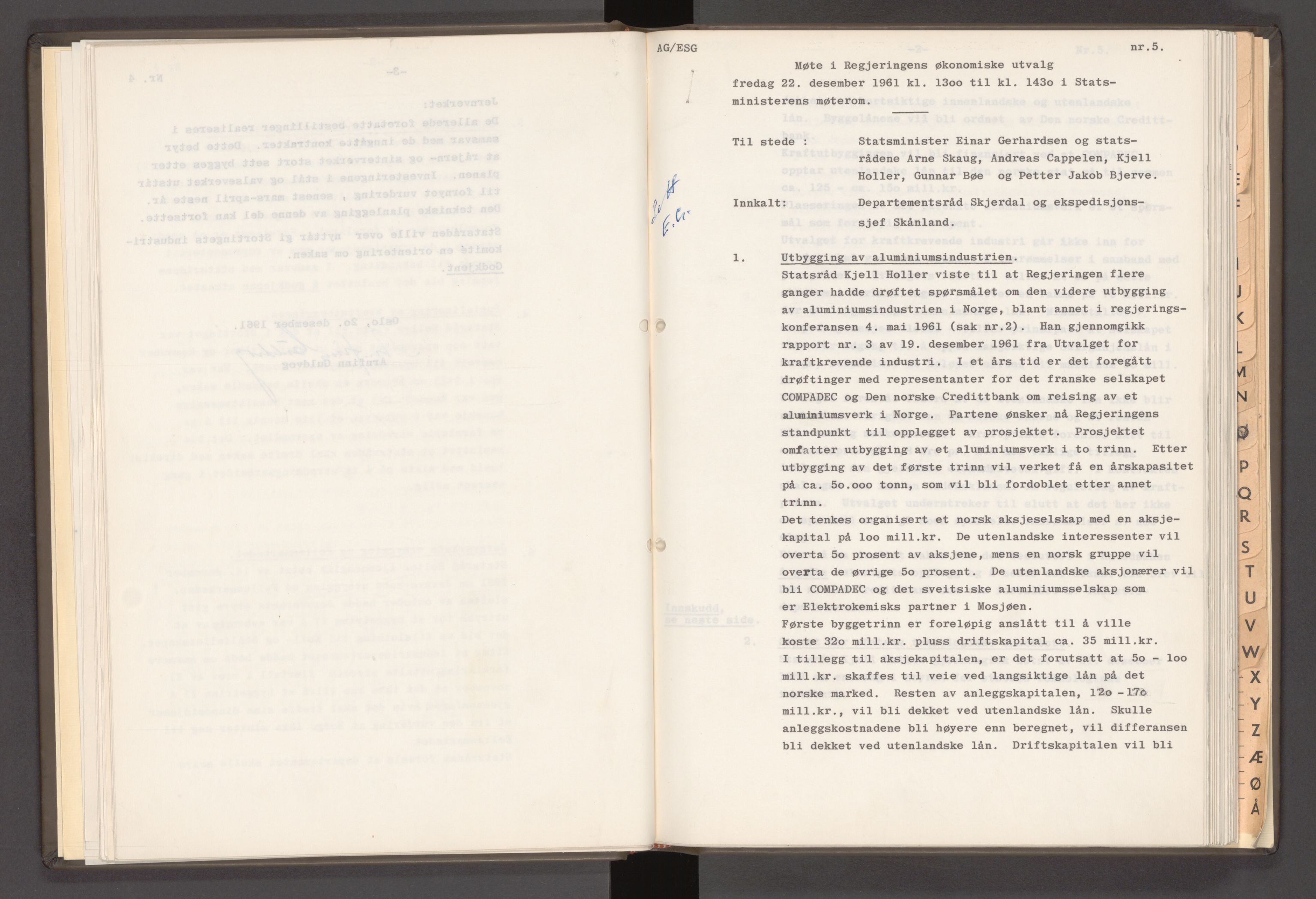 Statsministerens kontor, AV/RA-S-1005/A/Aa/L0021: Referat fra regjeringens økonomiske utvalg, 1960-1965