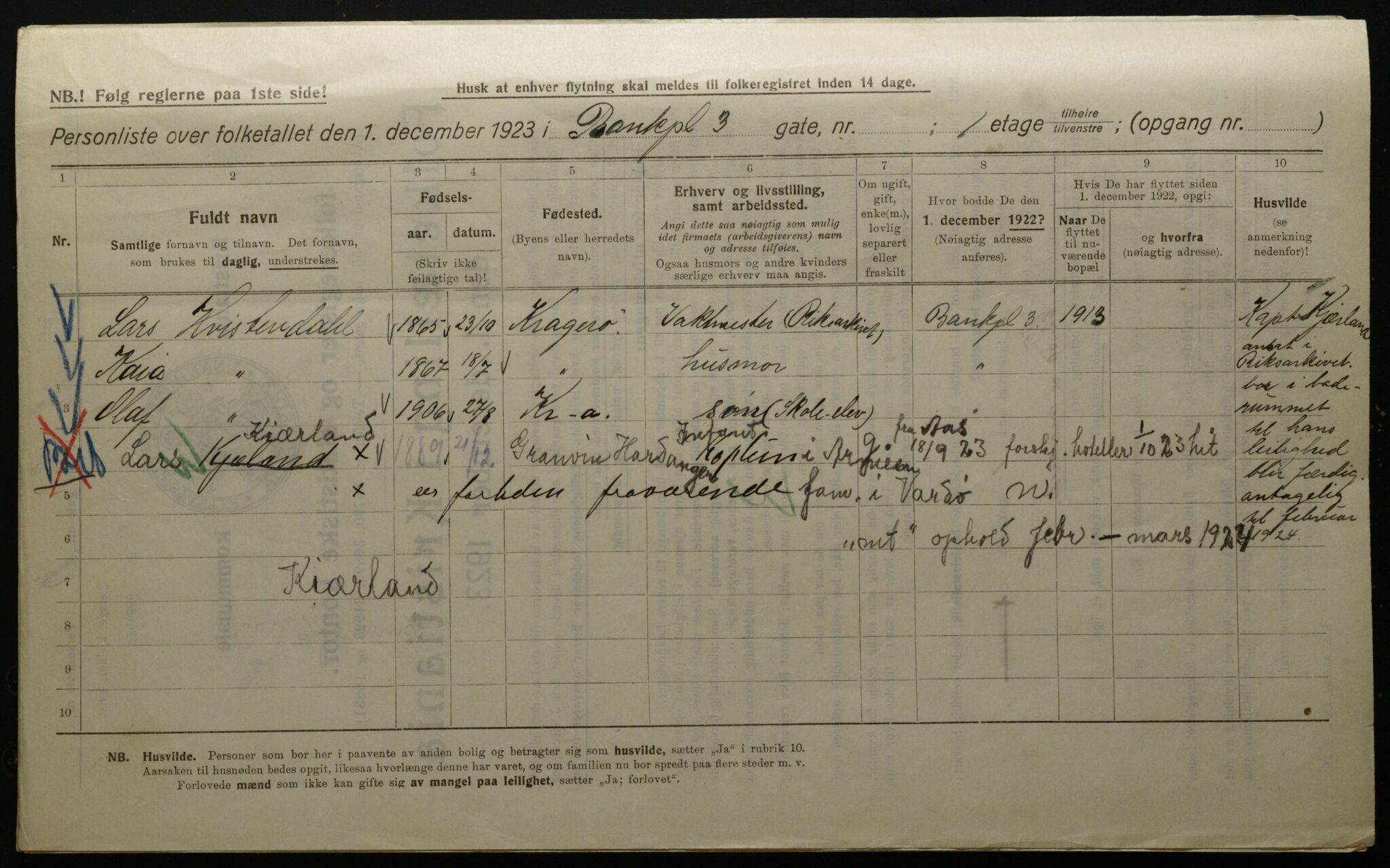 OBA, Kommunal folketelling 1.12.1923 for Kristiania, 1923, s. 3969