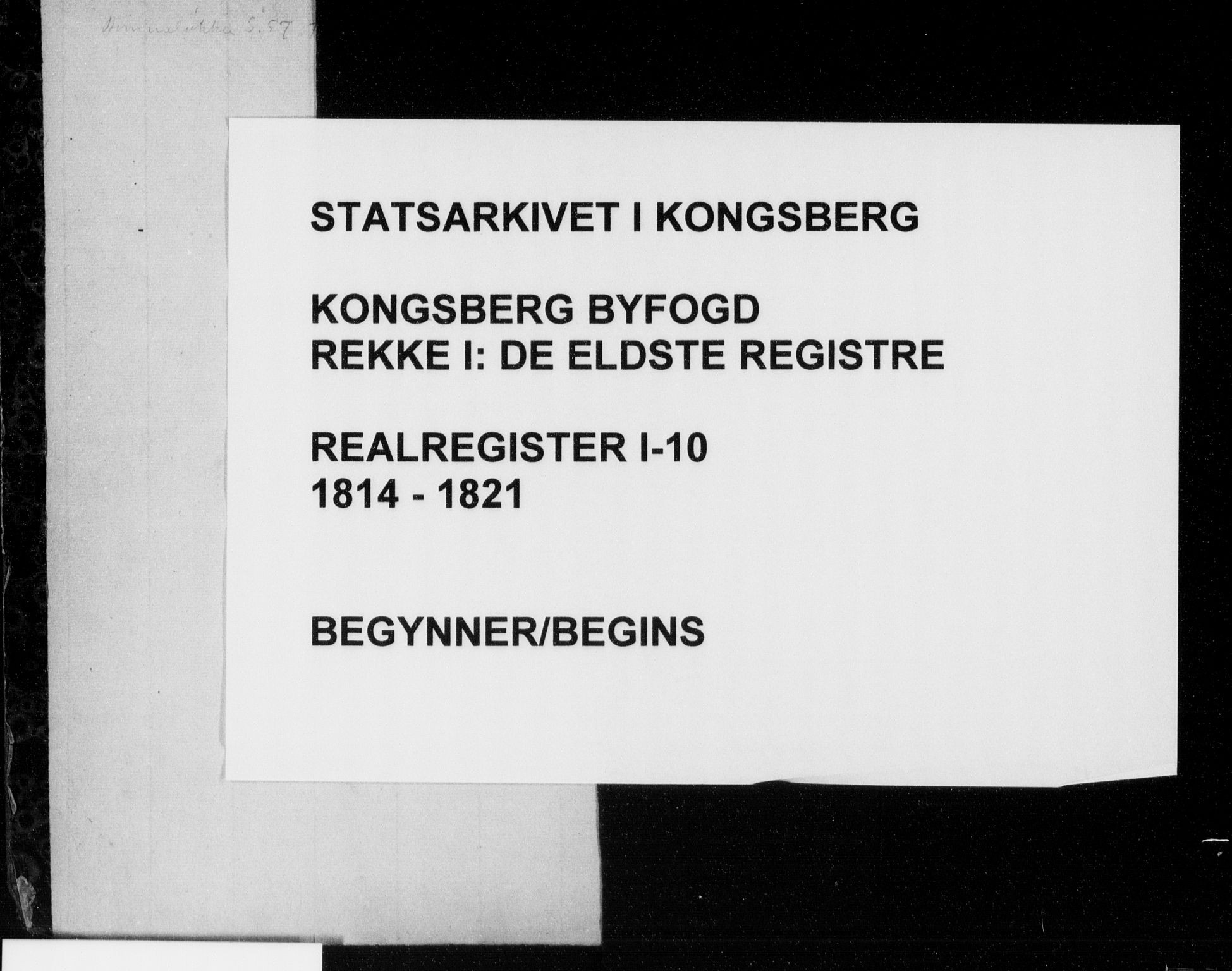 Kongsberg byfogd, SAKO/A-84/G/Gb/Gba/L0010: Panteregister nr. I 10, 1814-1821