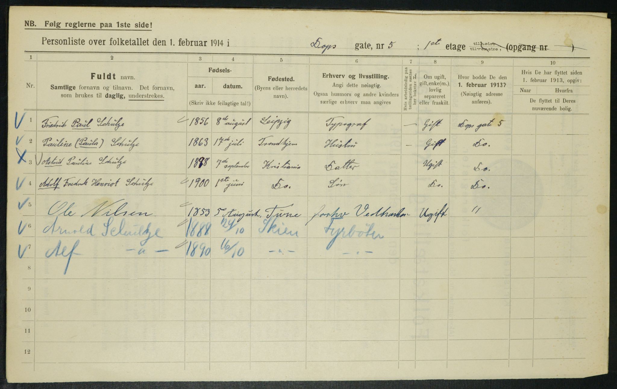 OBA, Kommunal folketelling 1.2.1914 for Kristiania, 1914, s. 16057