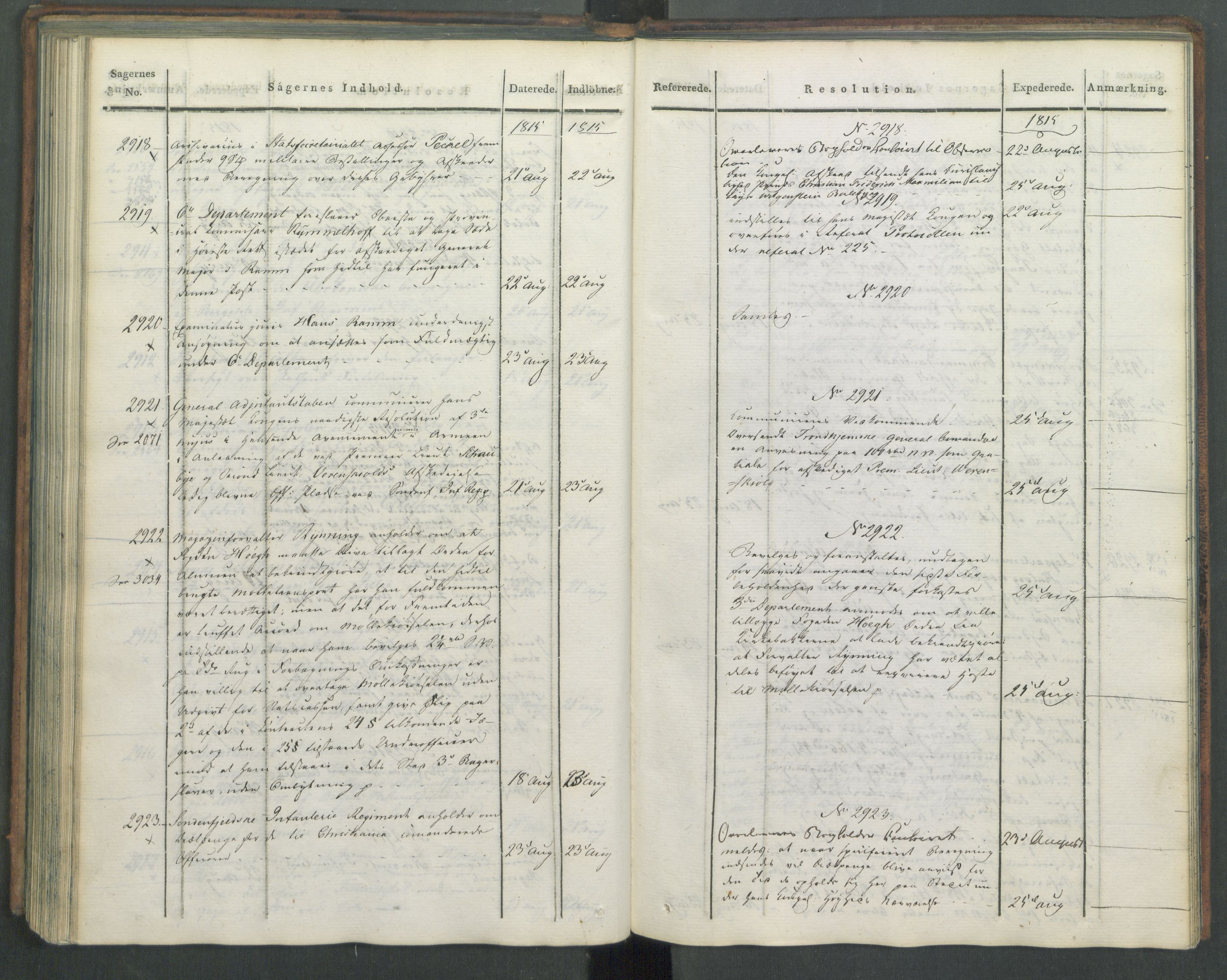 Armédepartementet, AV/RA-RAFA-3493/C/Ca/L0005: 6. Departements Journal, 1815