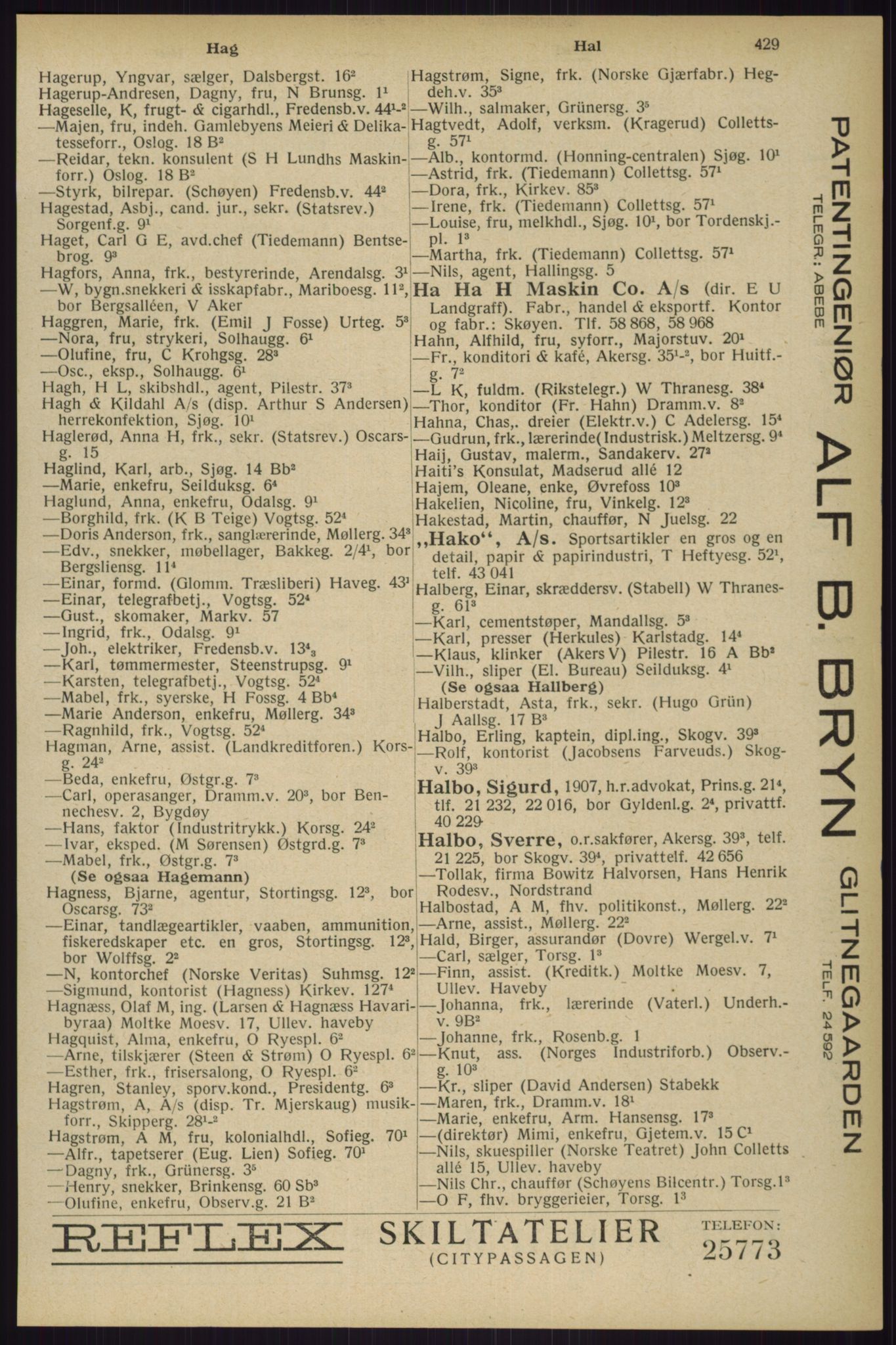 Kristiania/Oslo adressebok, PUBL/-, 1929, s. 429