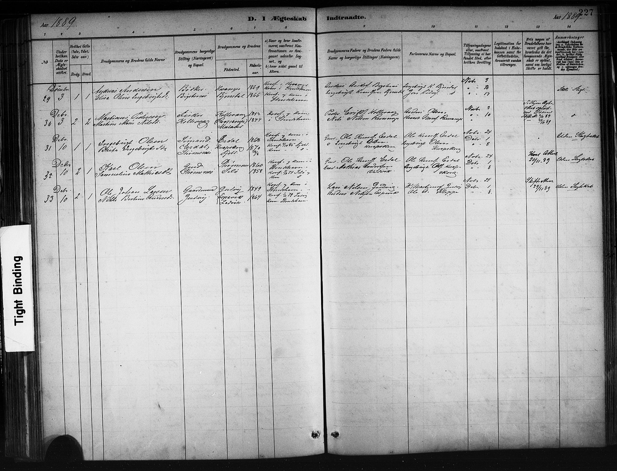 Askøy Sokneprestembete, AV/SAB-A-74101/H/Ha/Hab/Haba/L0008: Klokkerbok nr. A 8, 1882-1893, s. 227