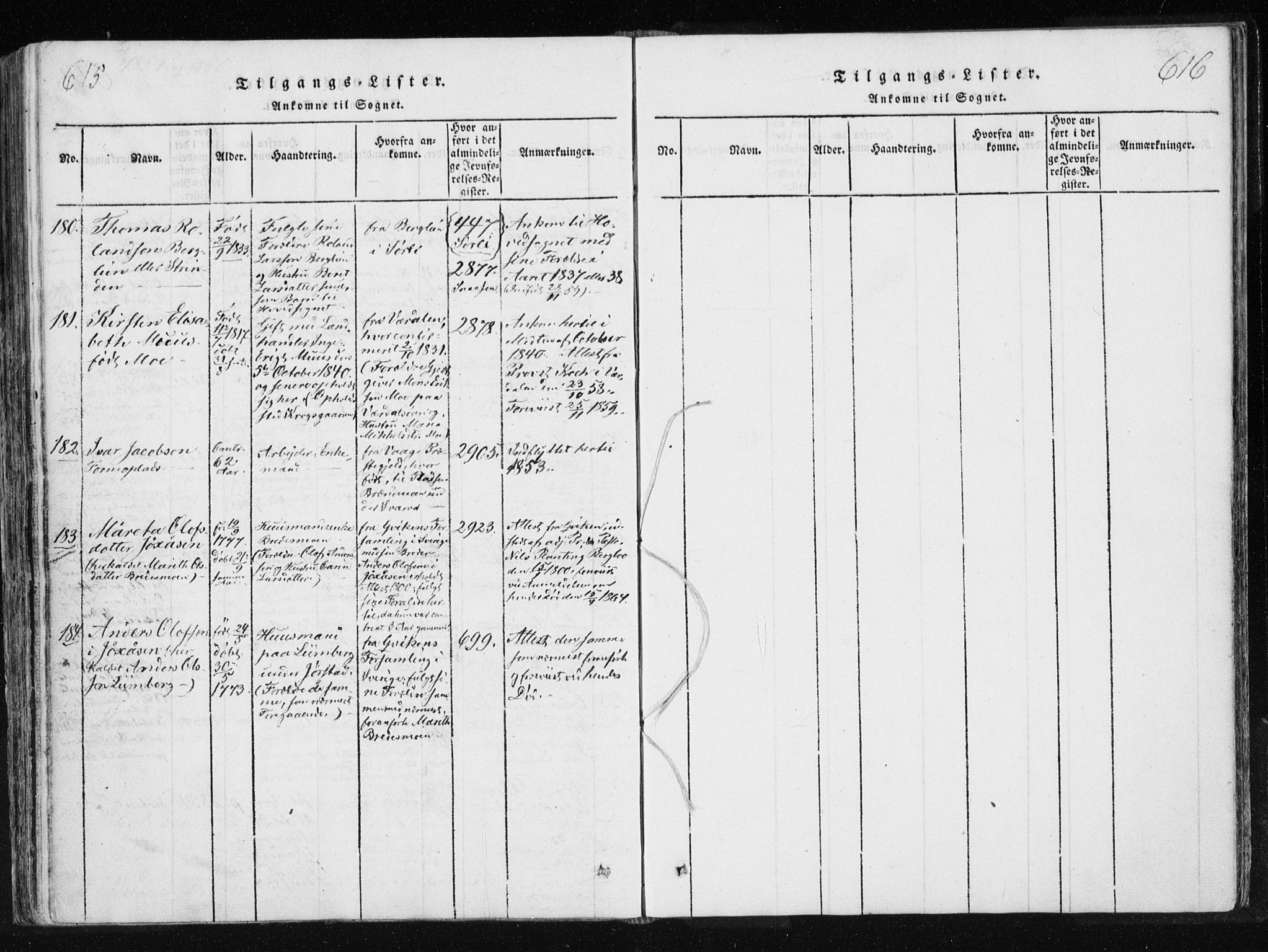 Ministerialprotokoller, klokkerbøker og fødselsregistre - Nord-Trøndelag, SAT/A-1458/749/L0469: Ministerialbok nr. 749A03, 1817-1857, s. 615-616