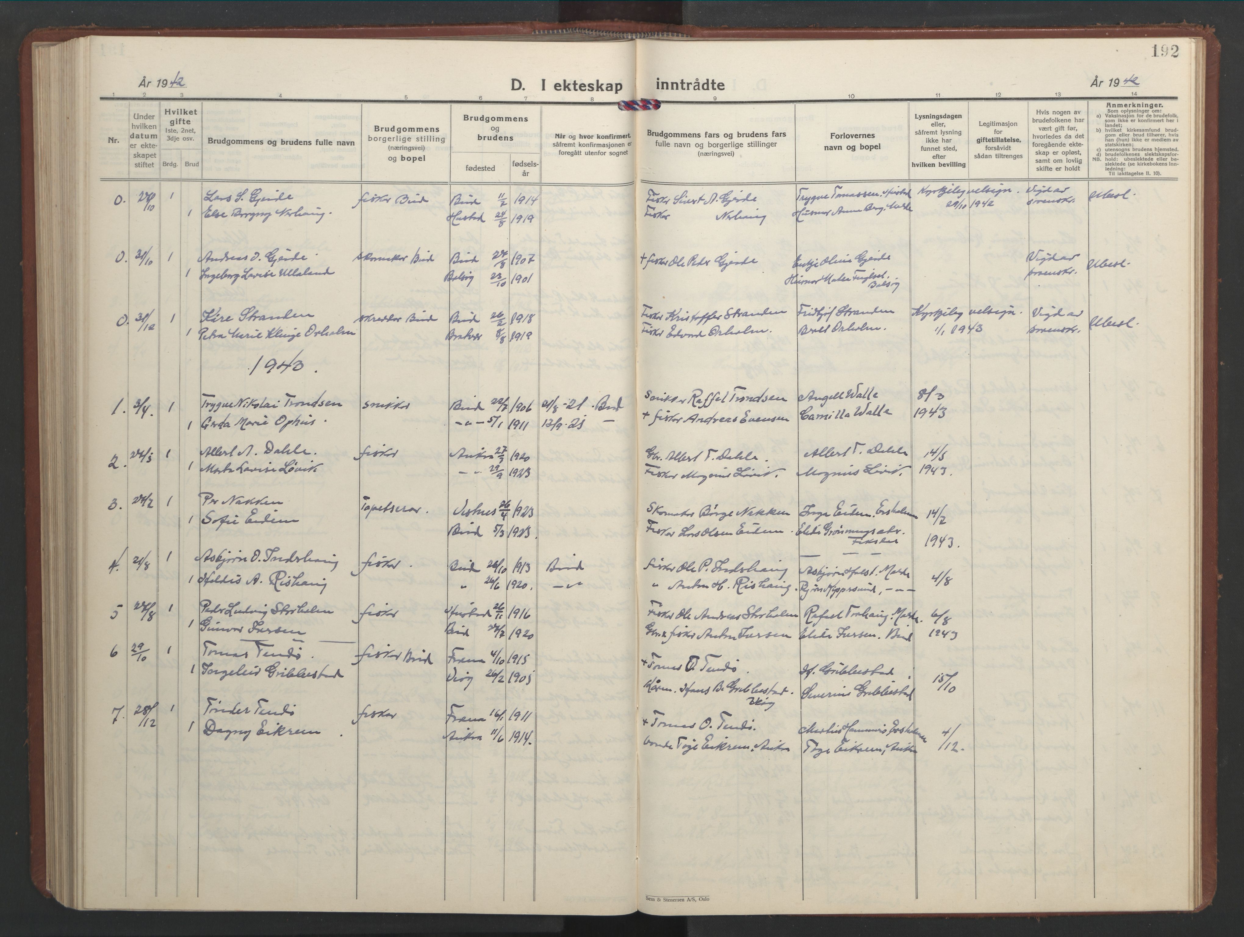 Ministerialprotokoller, klokkerbøker og fødselsregistre - Møre og Romsdal, AV/SAT-A-1454/566/L0775: Klokkerbok nr. 566C04, 1930-1946, s. 192