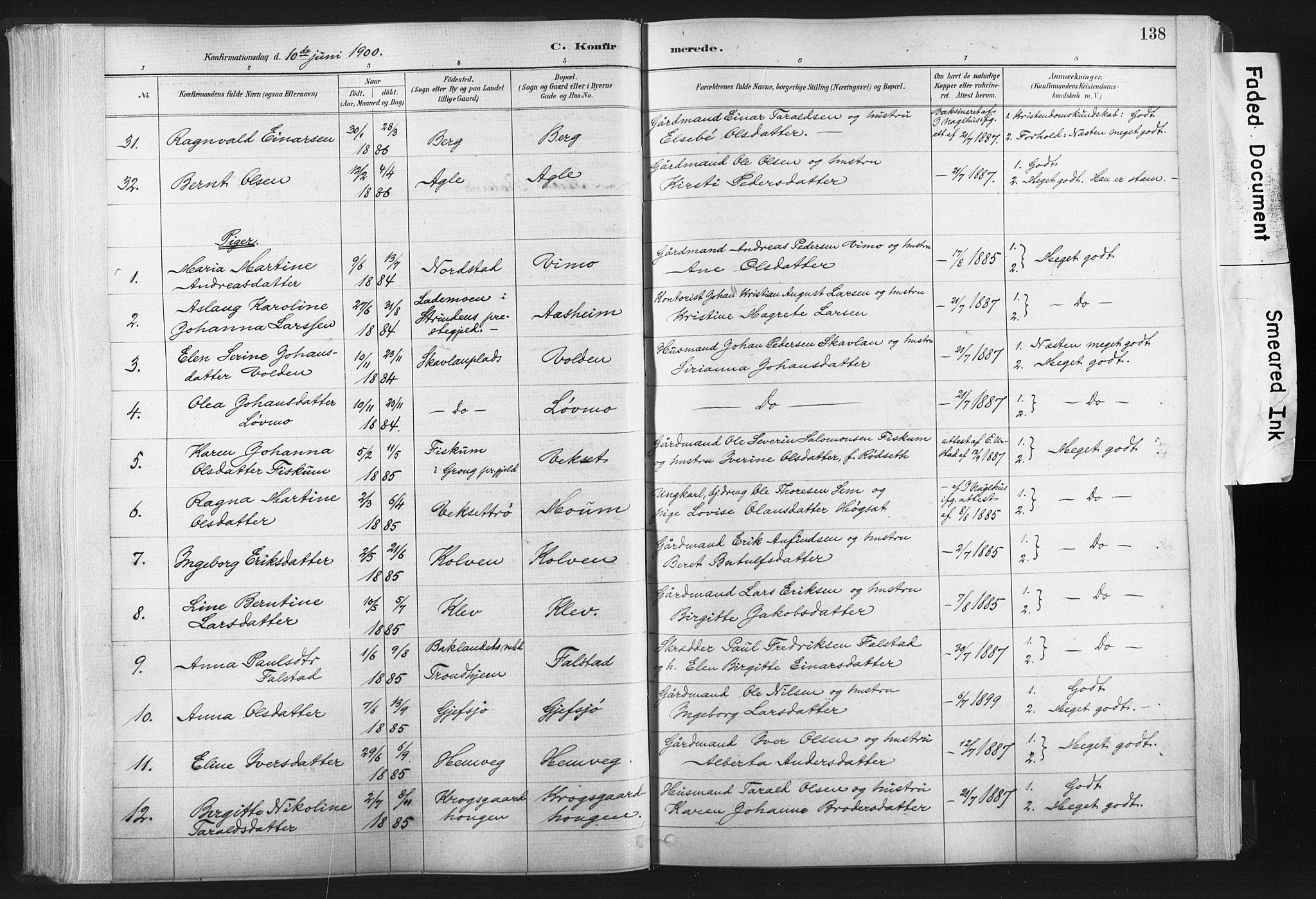 Ministerialprotokoller, klokkerbøker og fødselsregistre - Nord-Trøndelag, SAT/A-1458/749/L0474: Ministerialbok nr. 749A08, 1887-1903, s. 138