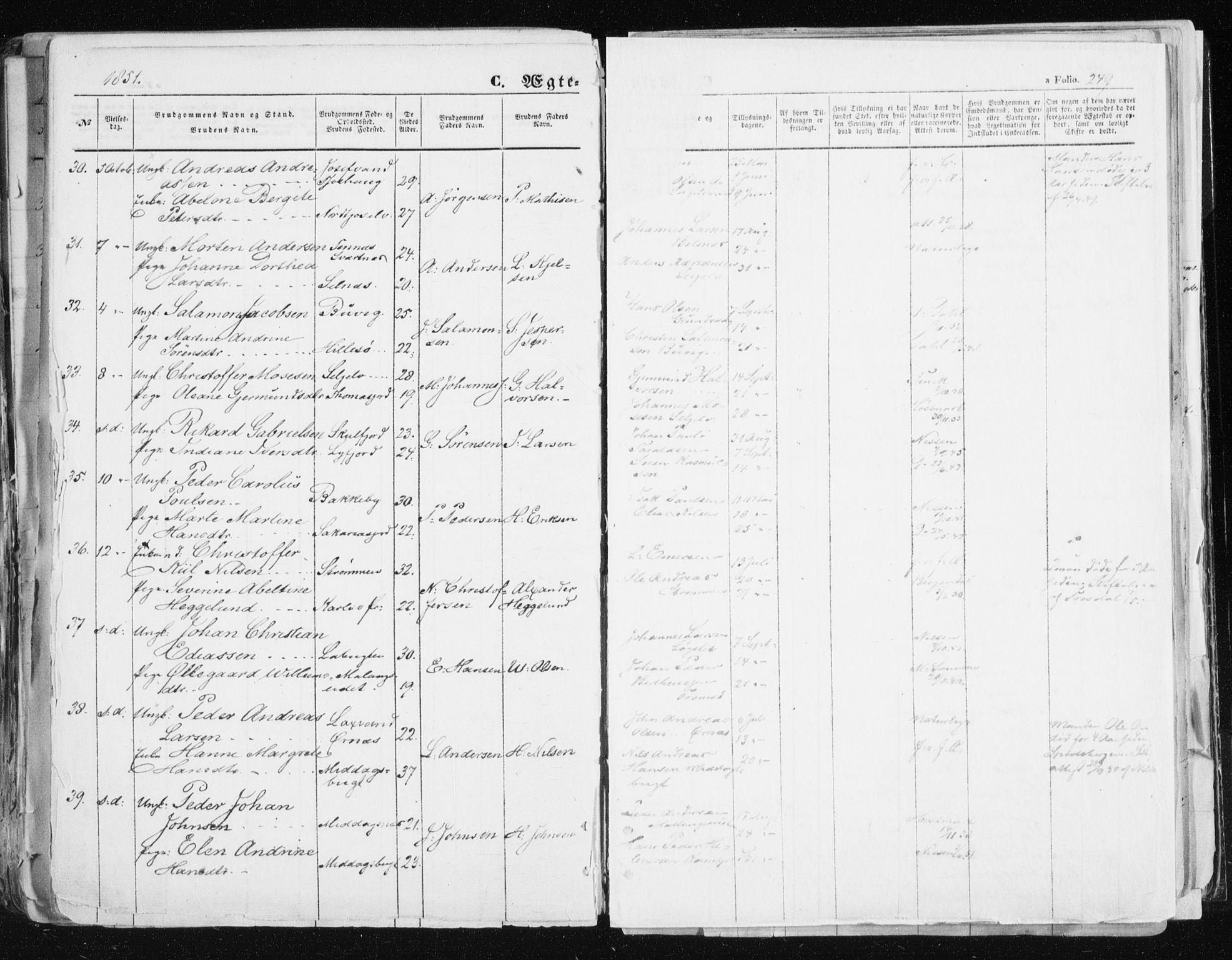 Tromsø sokneprestkontor/stiftsprosti/domprosti, AV/SATØ-S-1343/G/Ga/L0010kirke: Ministerialbok nr. 10, 1848-1855, s. 249