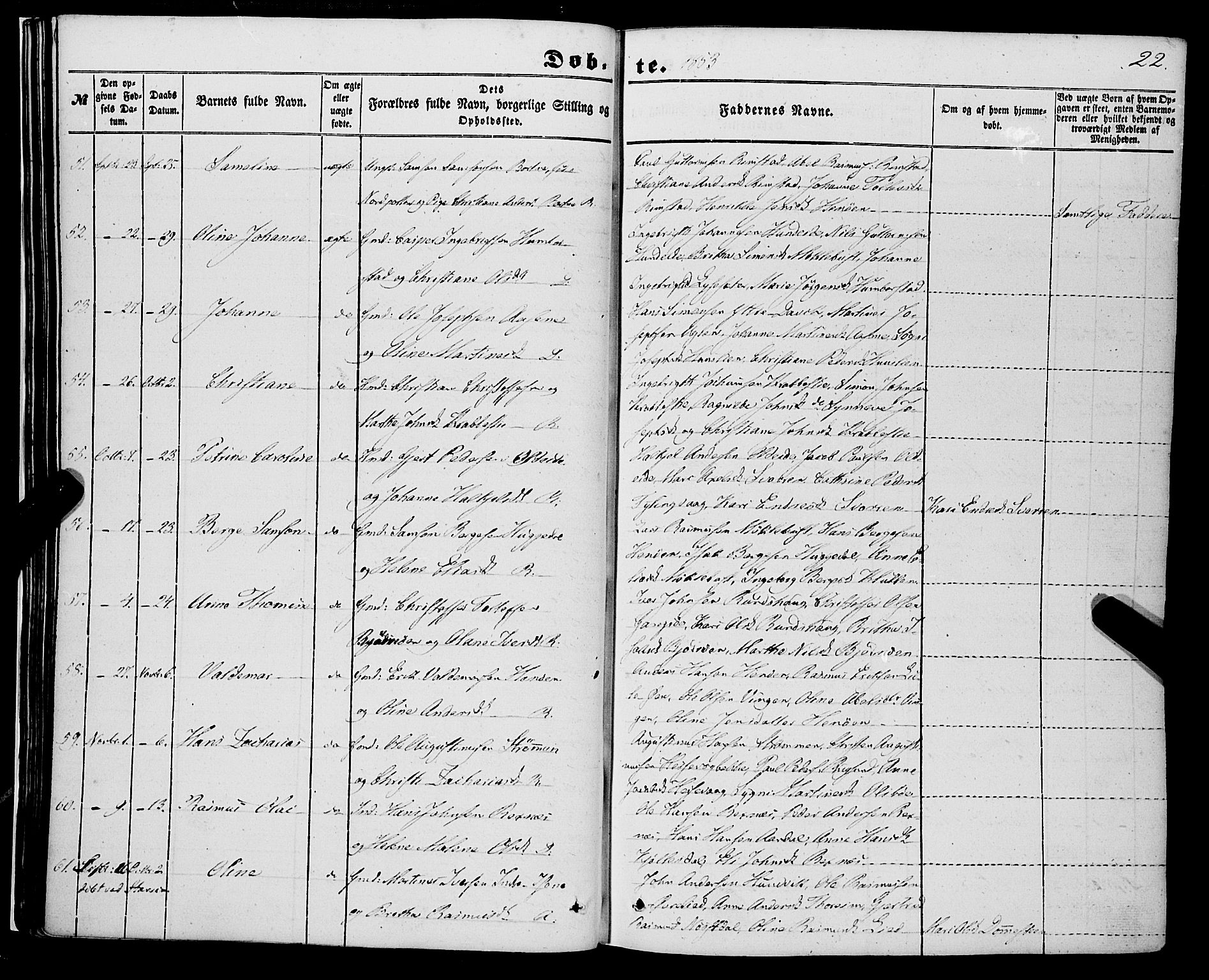 Davik sokneprestembete, AV/SAB-A-79701/H/Haa/Haaa/L0005: Ministerialbok nr. A 5, 1850-1866, s. 22