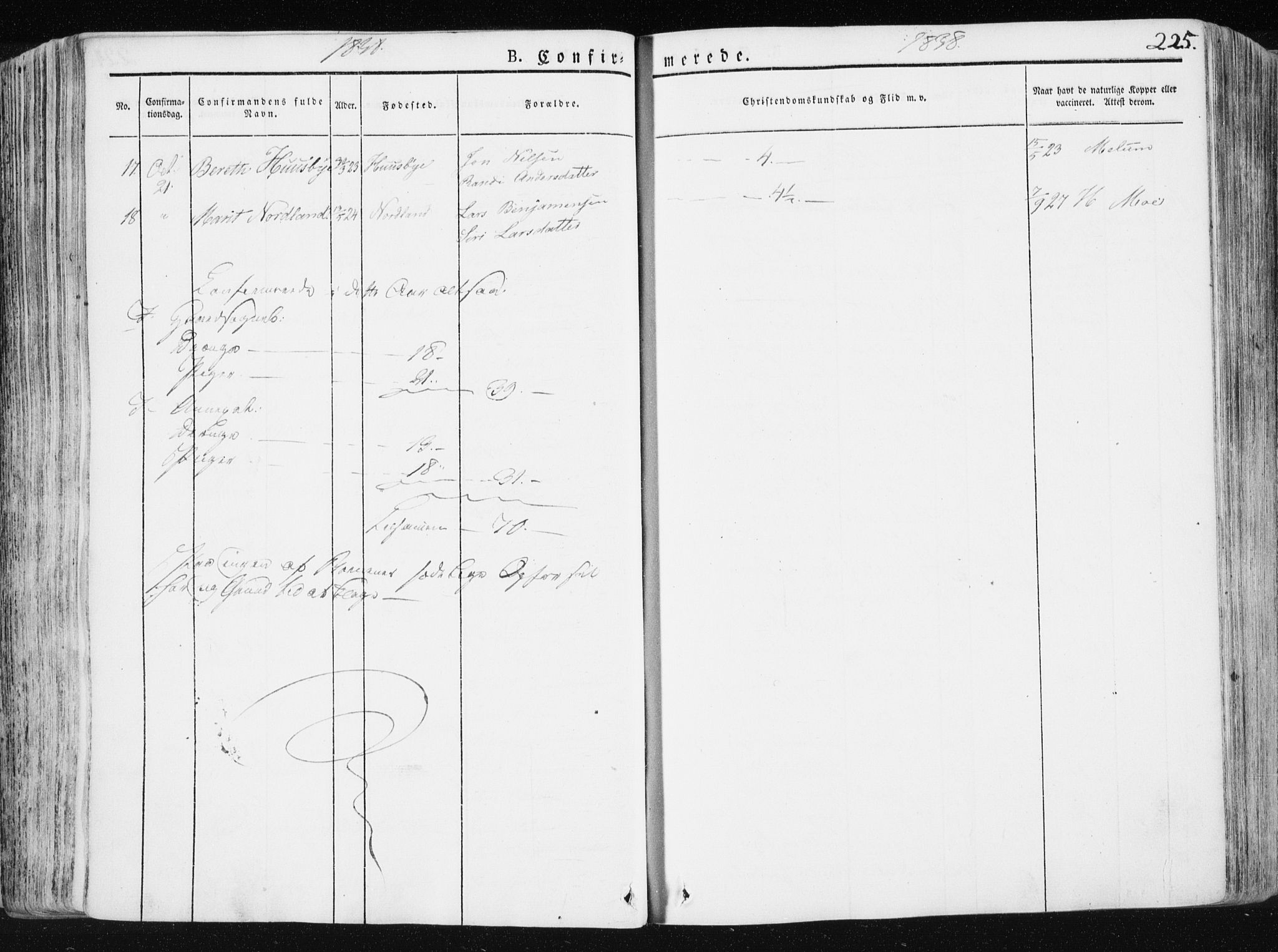 Ministerialprotokoller, klokkerbøker og fødselsregistre - Sør-Trøndelag, SAT/A-1456/665/L0771: Ministerialbok nr. 665A06, 1830-1856, s. 225