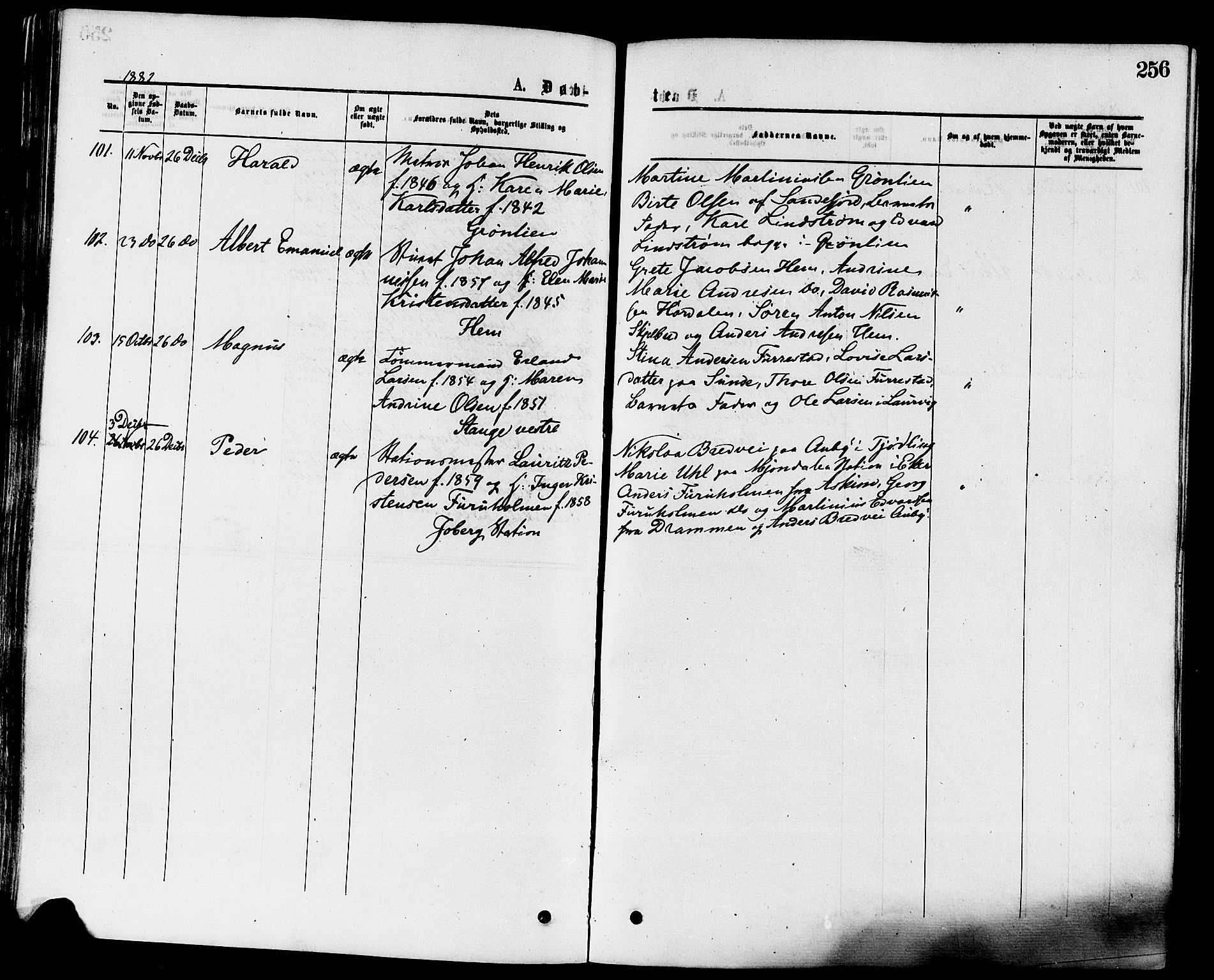 Sandar kirkebøker, AV/SAKO-A-243/F/Fa/L0010: Ministerialbok nr. 10, 1872-1882, s. 256