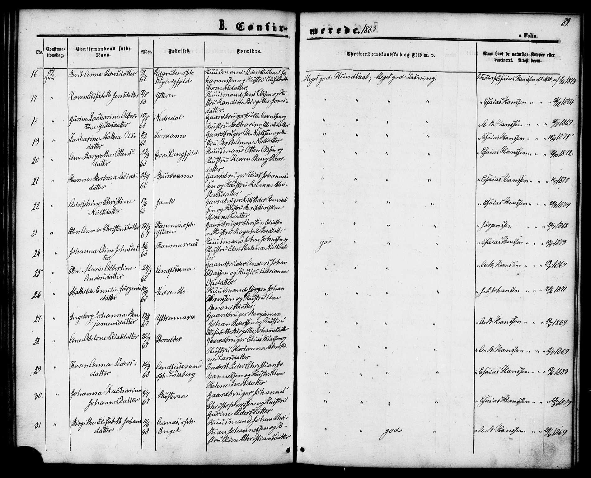 Ministerialprotokoller, klokkerbøker og fødselsregistre - Nordland, AV/SAT-A-1459/827/L0394: Ministerialbok nr. 827A06, 1865-1886, s. 89