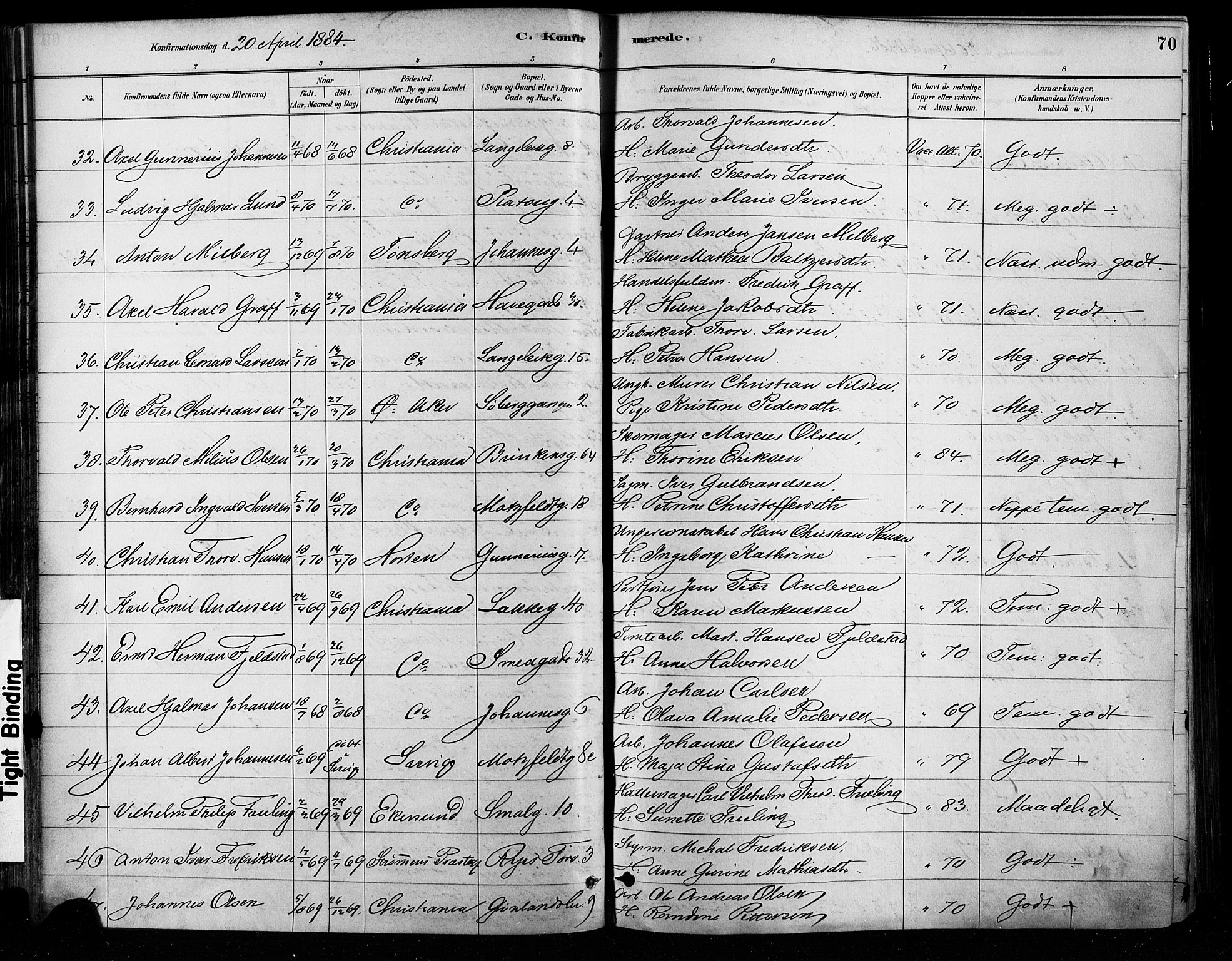 Grønland prestekontor Kirkebøker, AV/SAO-A-10848/F/Fa/L0008: Ministerialbok nr. 8, 1881-1893, s. 70