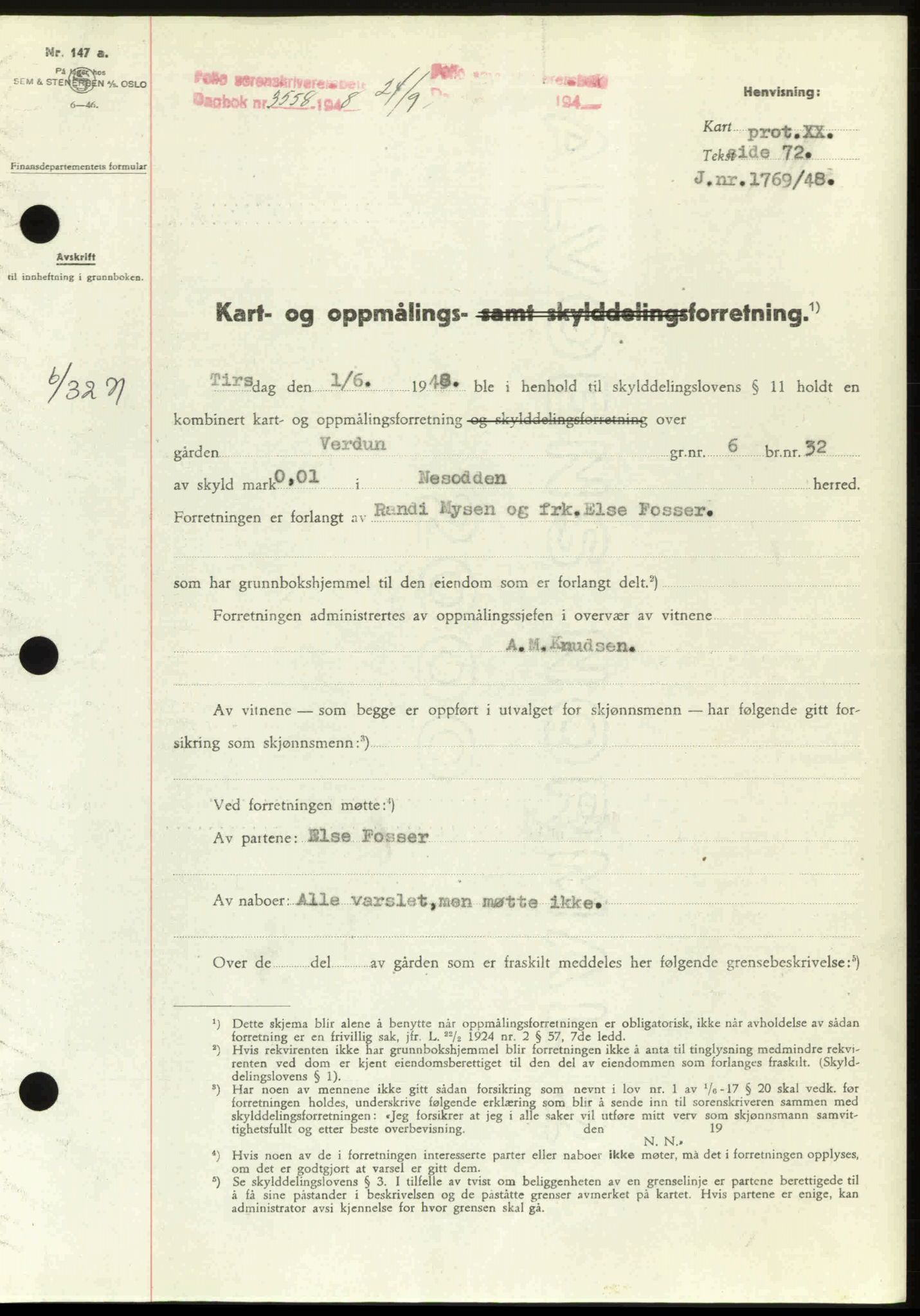 Follo sorenskriveri, SAO/A-10274/G/Ga/Gaa/L0085: Pantebok nr. I 85, 1948-1948, Dagboknr: 3558/1948
