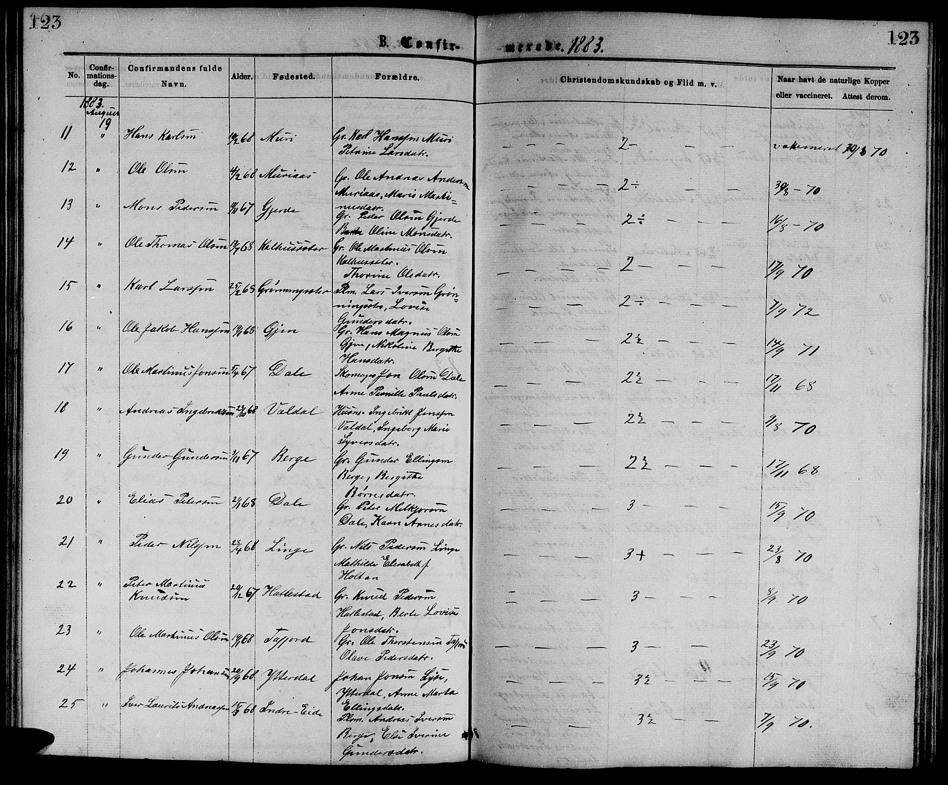 Ministerialprotokoller, klokkerbøker og fødselsregistre - Møre og Romsdal, SAT/A-1454/519/L0262: Klokkerbok nr. 519C03, 1866-1884, s. 123