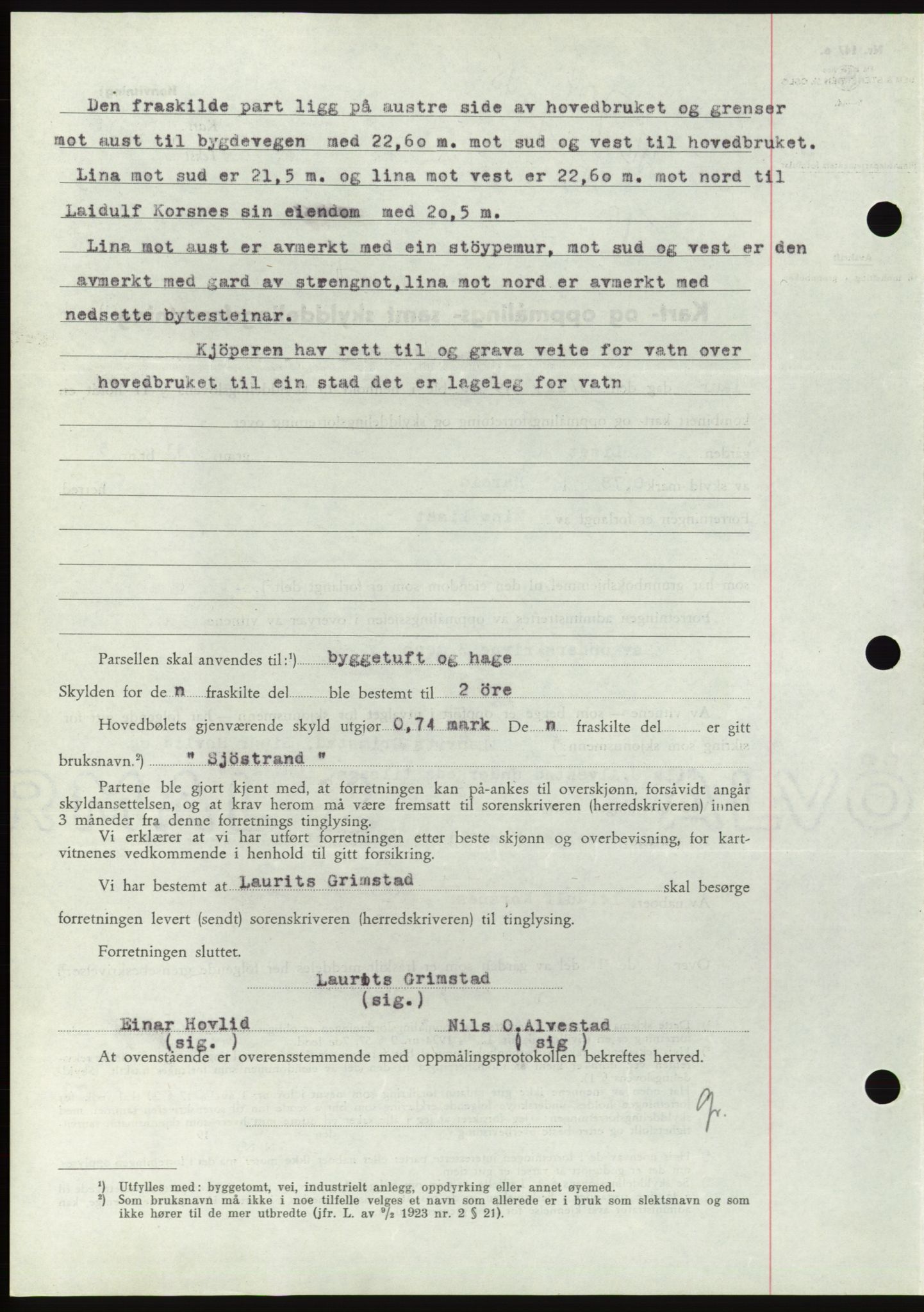 Søre Sunnmøre sorenskriveri, AV/SAT-A-4122/1/2/2C/L0077: Pantebok nr. 3A, 1945-1946, Dagboknr: 704/1945