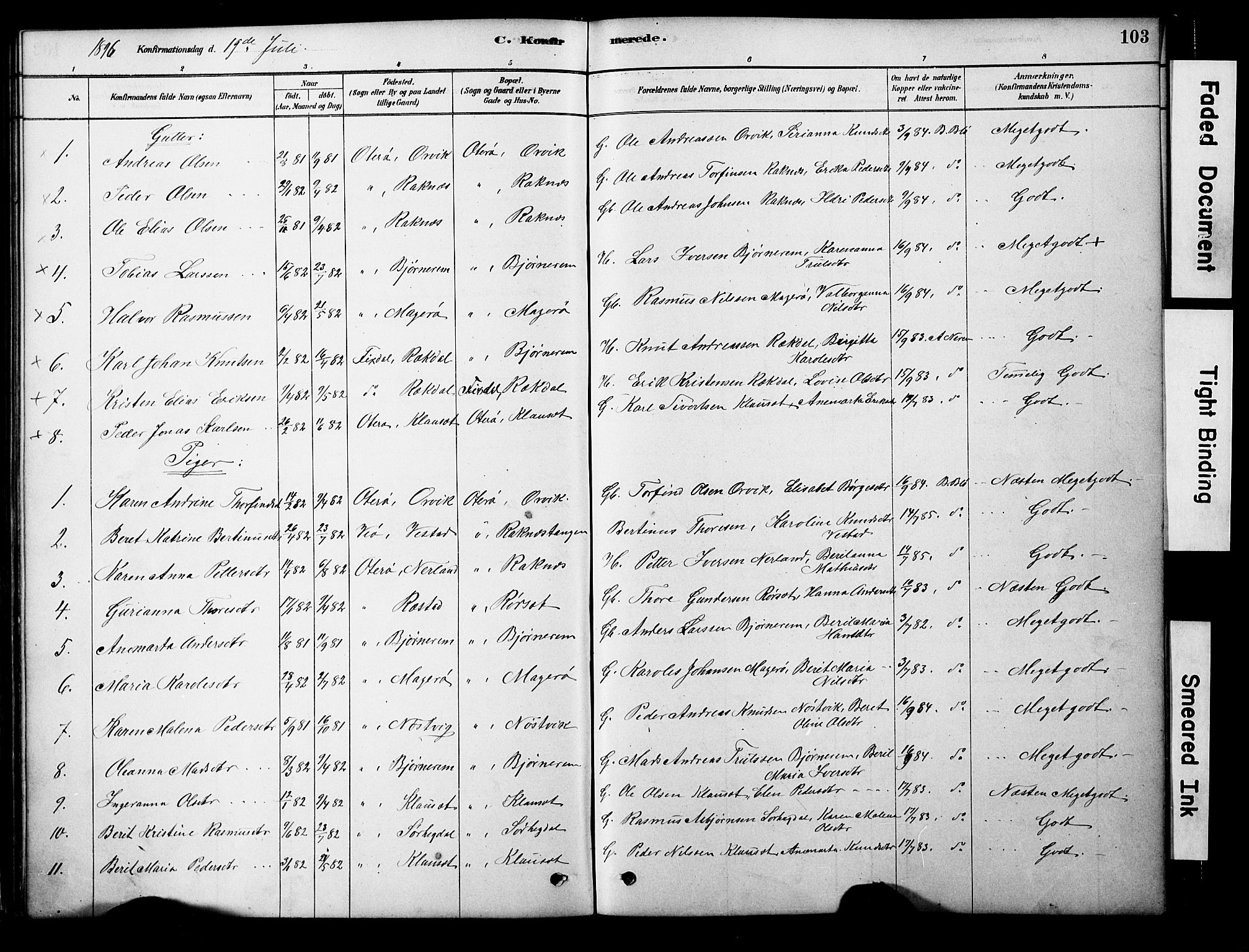 Ministerialprotokoller, klokkerbøker og fødselsregistre - Møre og Romsdal, SAT/A-1454/563/L0736: Ministerialbok nr. 563A01, 1878-1903, s. 103