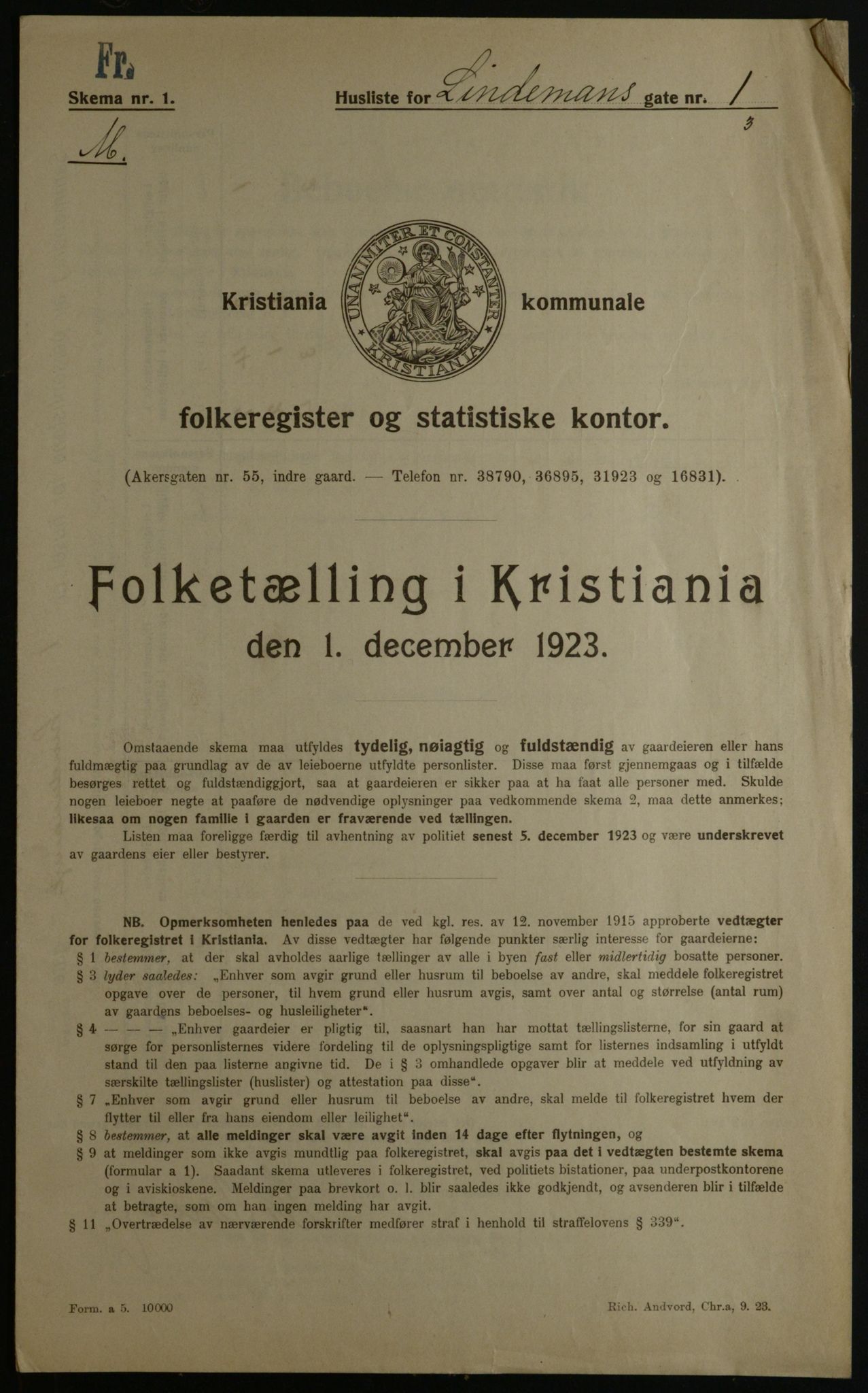 OBA, Kommunal folketelling 1.12.1923 for Kristiania, 1923, s. 63948