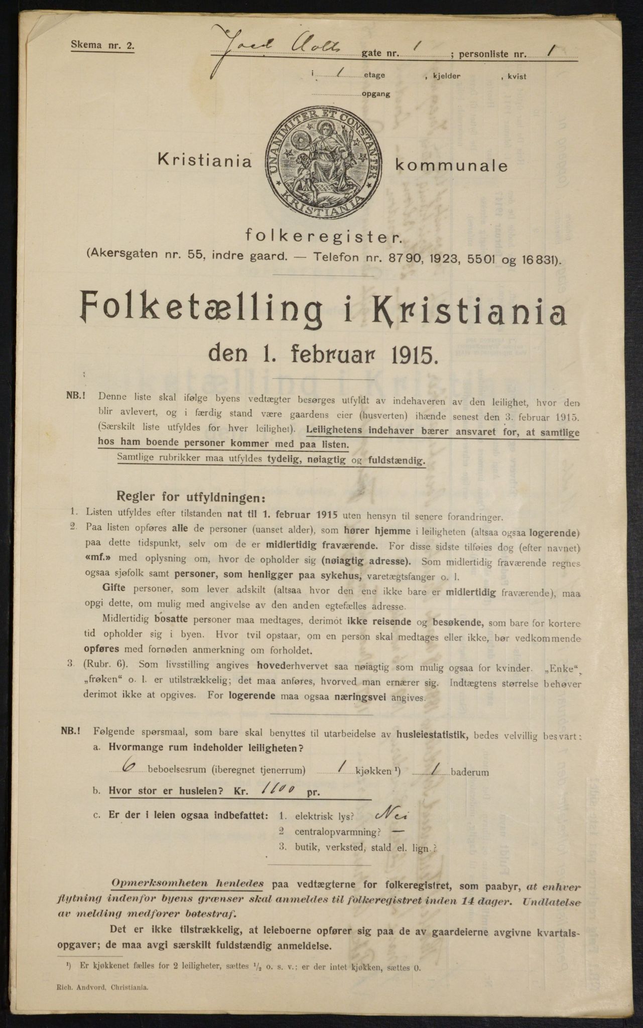 OBA, Kommunal folketelling 1.2.1915 for Kristiania, 1915, s. 44173