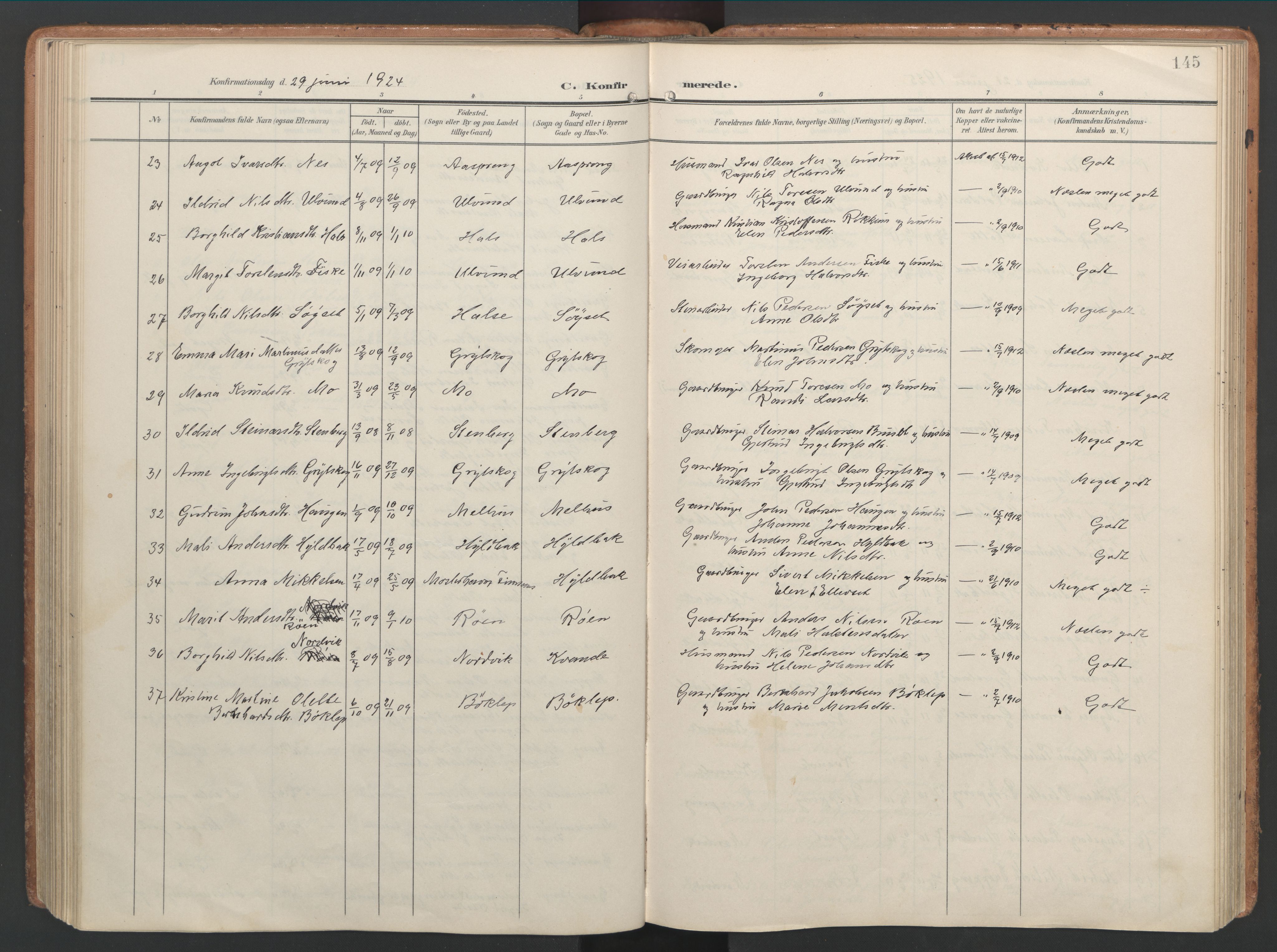 Ministerialprotokoller, klokkerbøker og fødselsregistre - Møre og Romsdal, AV/SAT-A-1454/592/L1030: Ministerialbok nr. 592A08, 1901-1925, s. 145