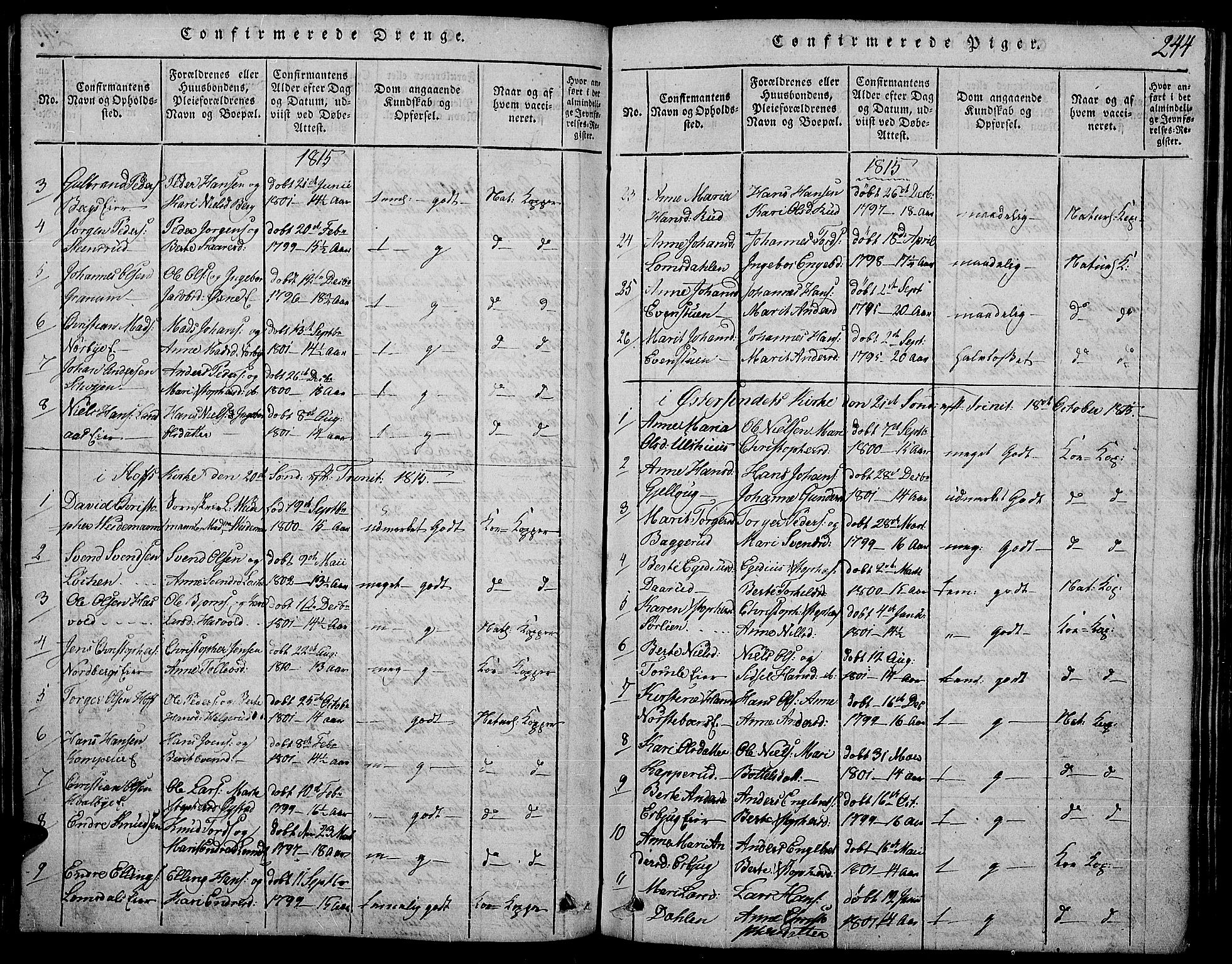 Land prestekontor, AV/SAH-PREST-120/H/Ha/Haa/L0007: Ministerialbok nr. 7, 1814-1830, s. 244