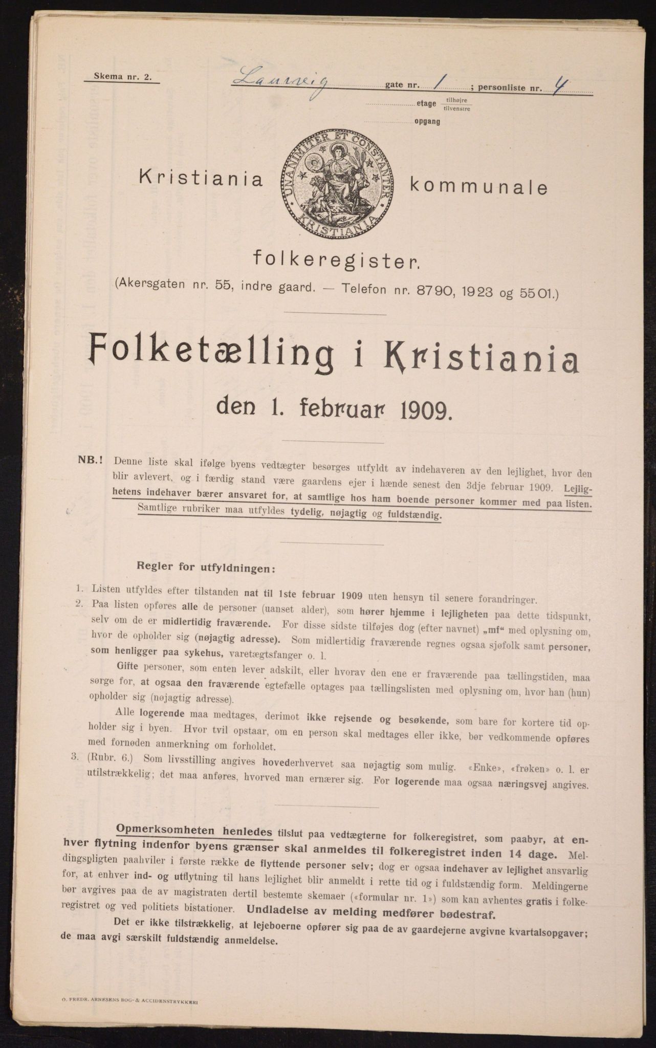 OBA, Kommunal folketelling 1.2.1909 for Kristiania kjøpstad, 1909, s. 52089