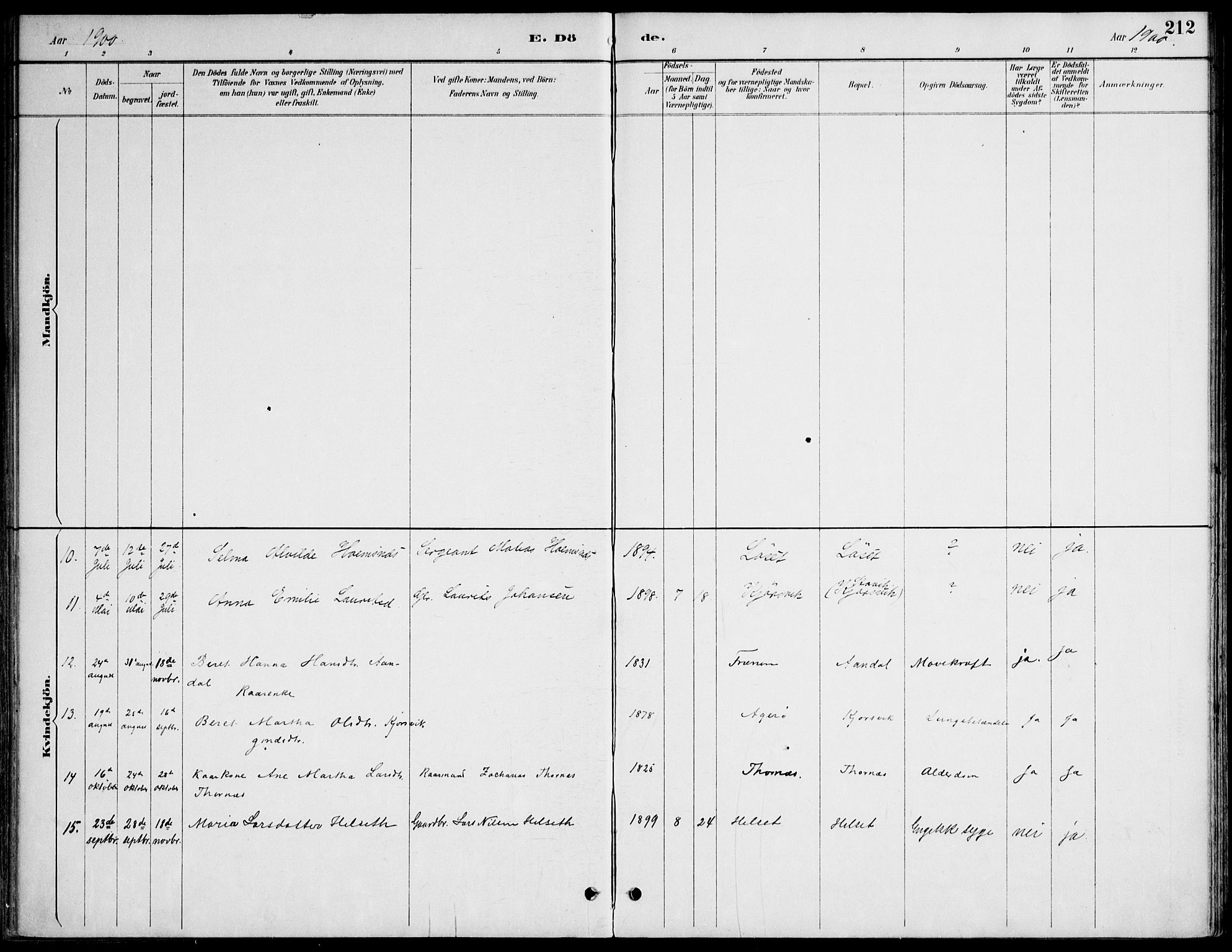 Ministerialprotokoller, klokkerbøker og fødselsregistre - Møre og Romsdal, AV/SAT-A-1454/565/L0750: Ministerialbok nr. 565A04, 1887-1905, s. 212