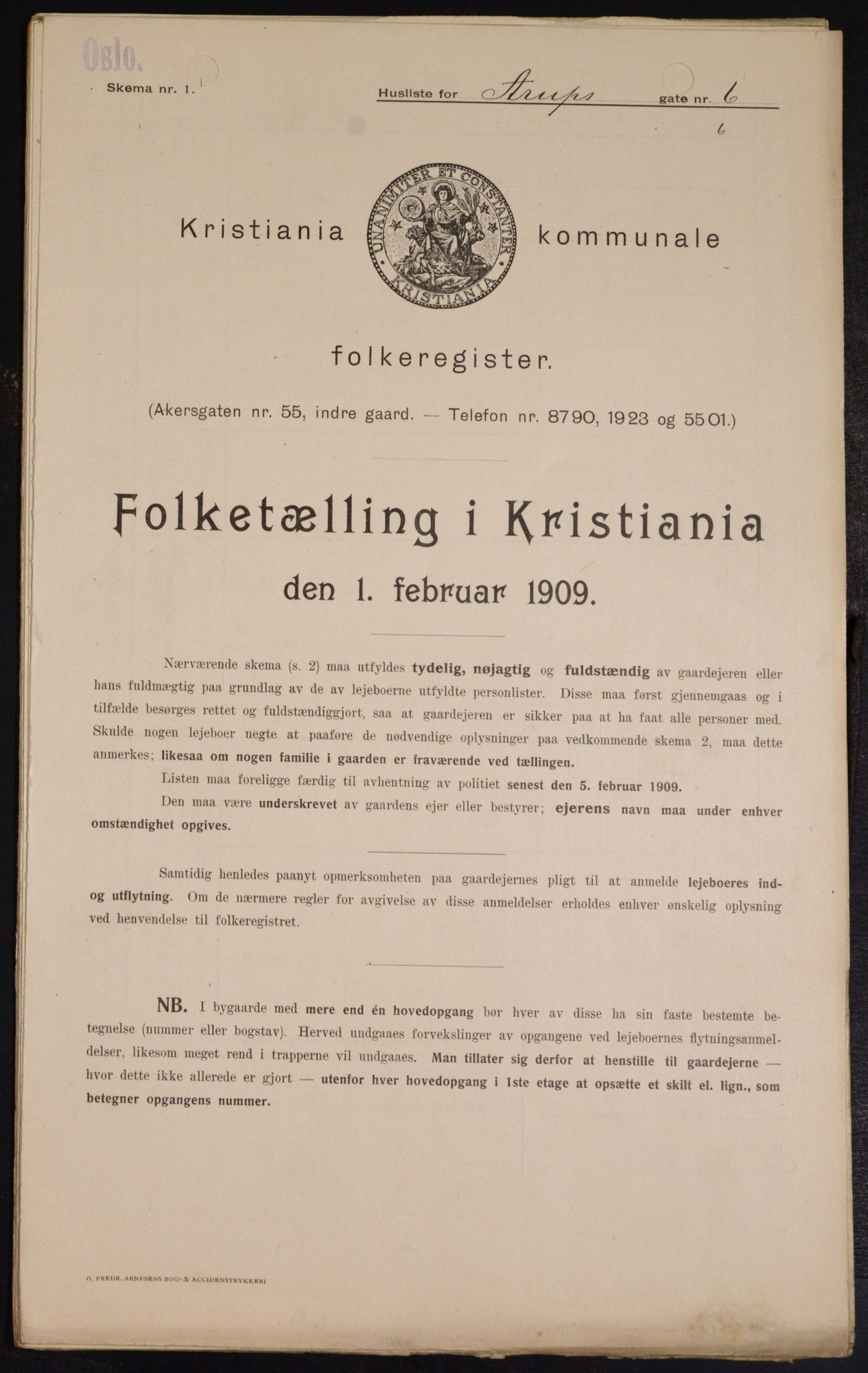 OBA, Kommunal folketelling 1.2.1909 for Kristiania kjøpstad, 1909, s. 2070