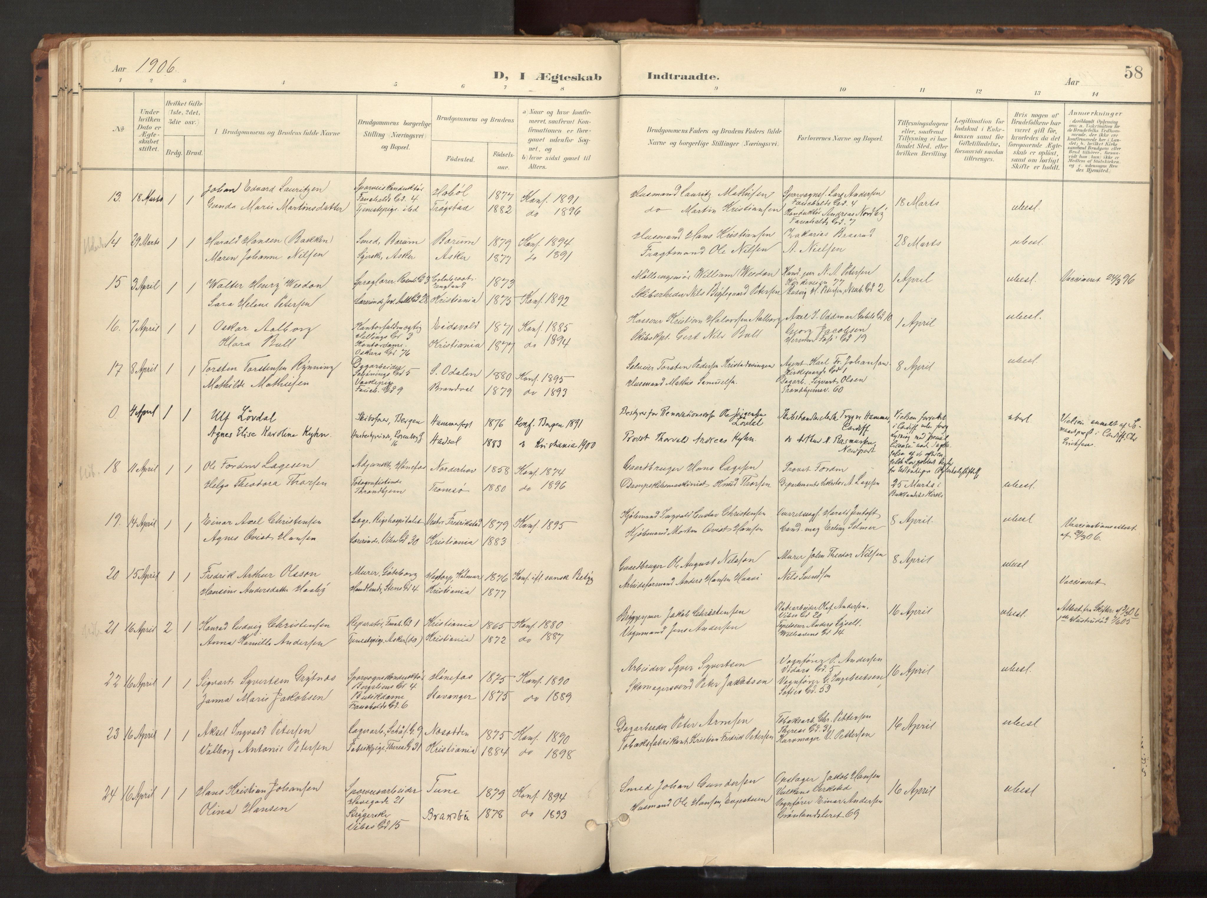 Fagerborg prestekontor Kirkebøker, AV/SAO-A-10844/F/Fa/L0003: Ministerialbok nr. 3, 1898-1916, s. 58