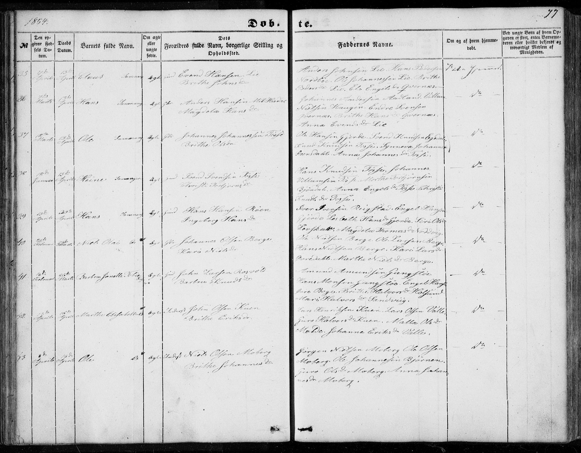 Os sokneprestembete, AV/SAB-A-99929: Ministerialbok nr. A 16, 1851-1859, s. 77
