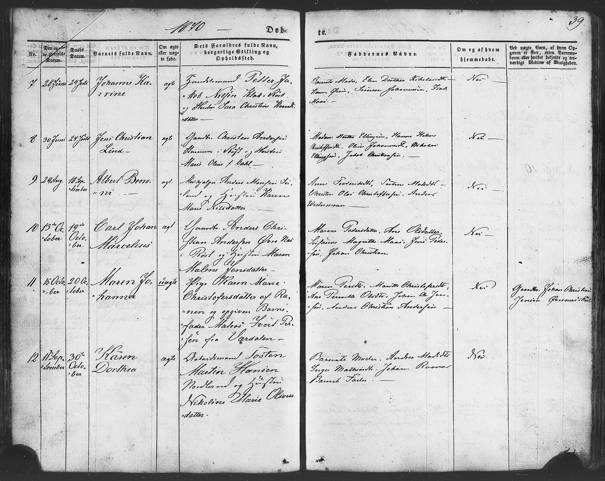 Ministerialprotokoller, klokkerbøker og fødselsregistre - Nordland, SAT/A-1459/807/L0121: Ministerialbok nr. 807A04, 1846-1879, s. 39