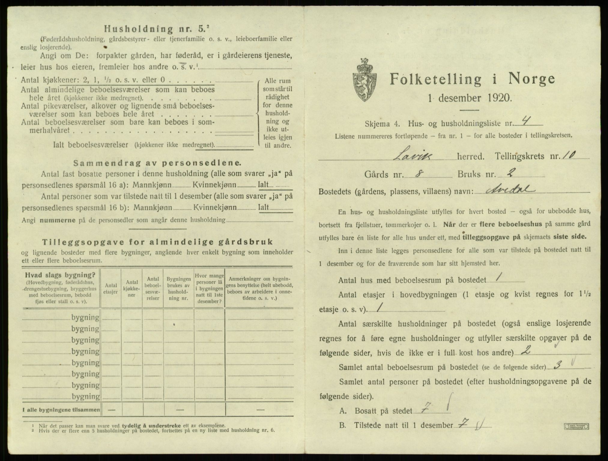 SAB, Folketelling 1920 for 1415 Lavik herred, 1920, s. 364