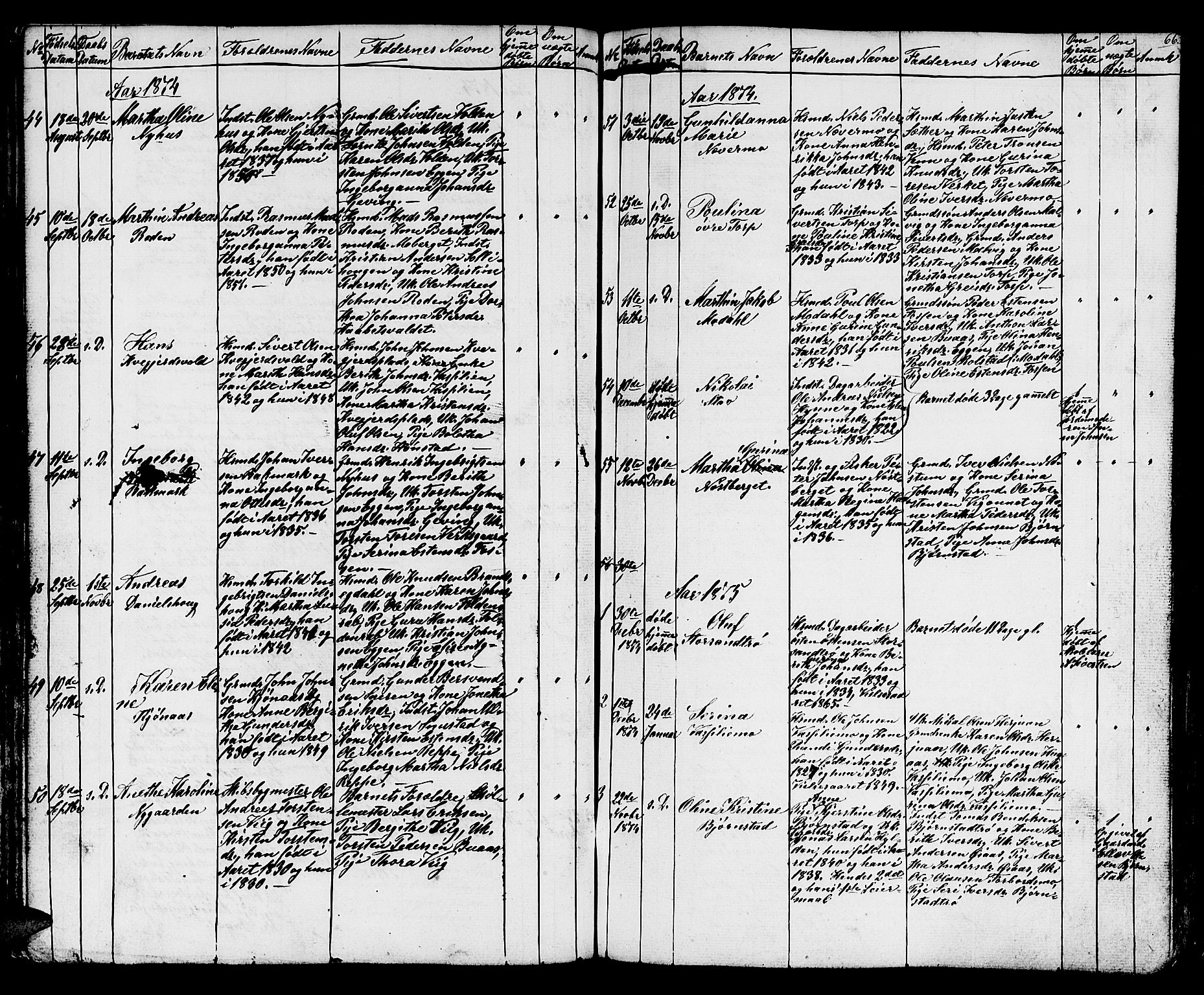 Ministerialprotokoller, klokkerbøker og fødselsregistre - Sør-Trøndelag, AV/SAT-A-1456/616/L0422: Klokkerbok nr. 616C05, 1850-1888, s. 66