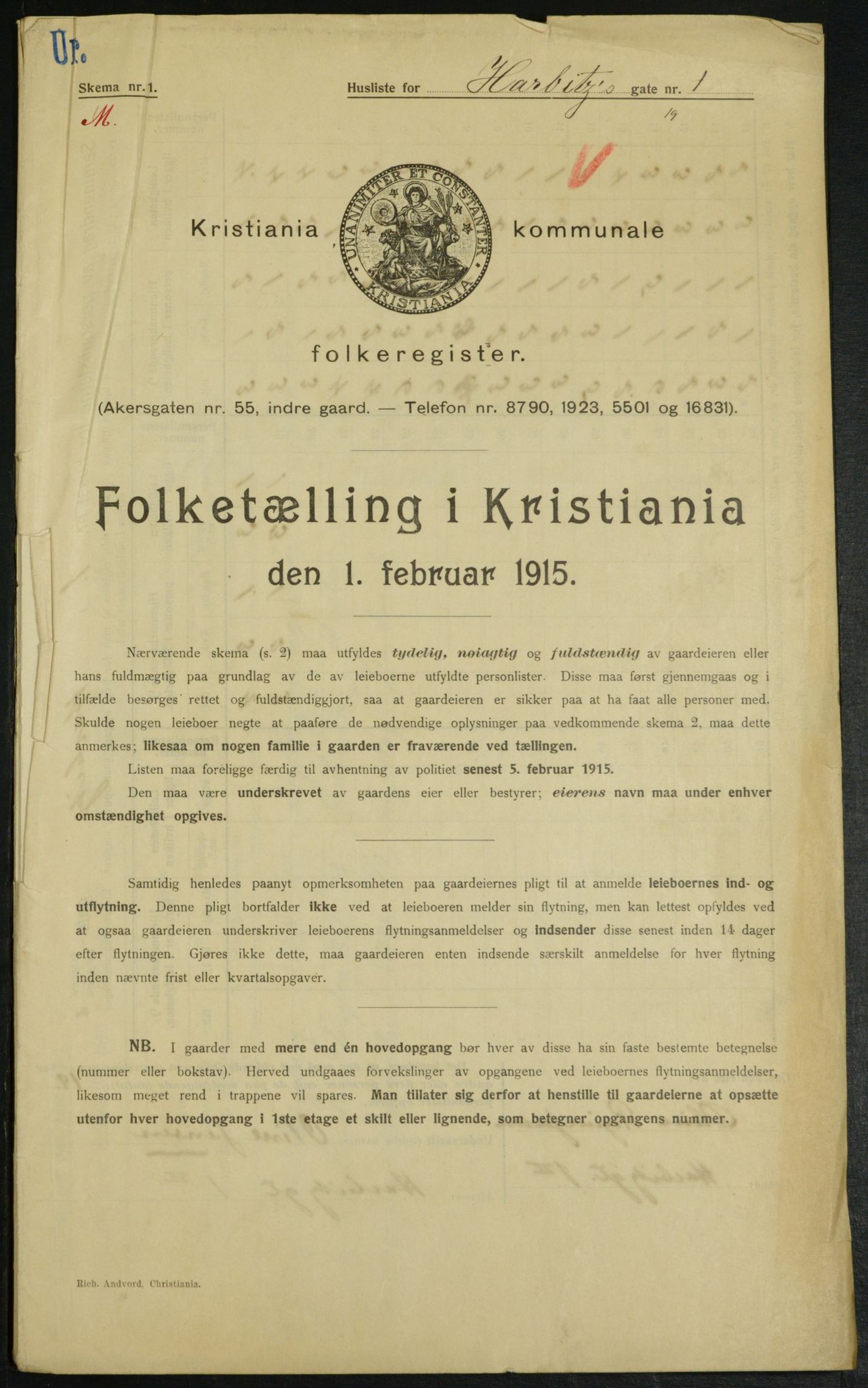 OBA, Kommunal folketelling 1.2.1915 for Kristiania, 1915, s. 80711