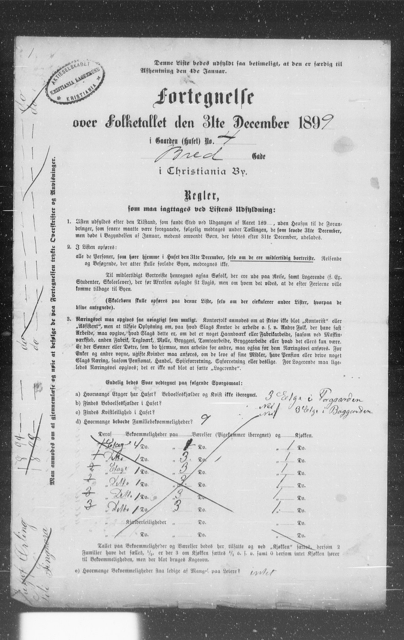 OBA, Kommunal folketelling 31.12.1899 for Kristiania kjøpstad, 1899, s. 1065