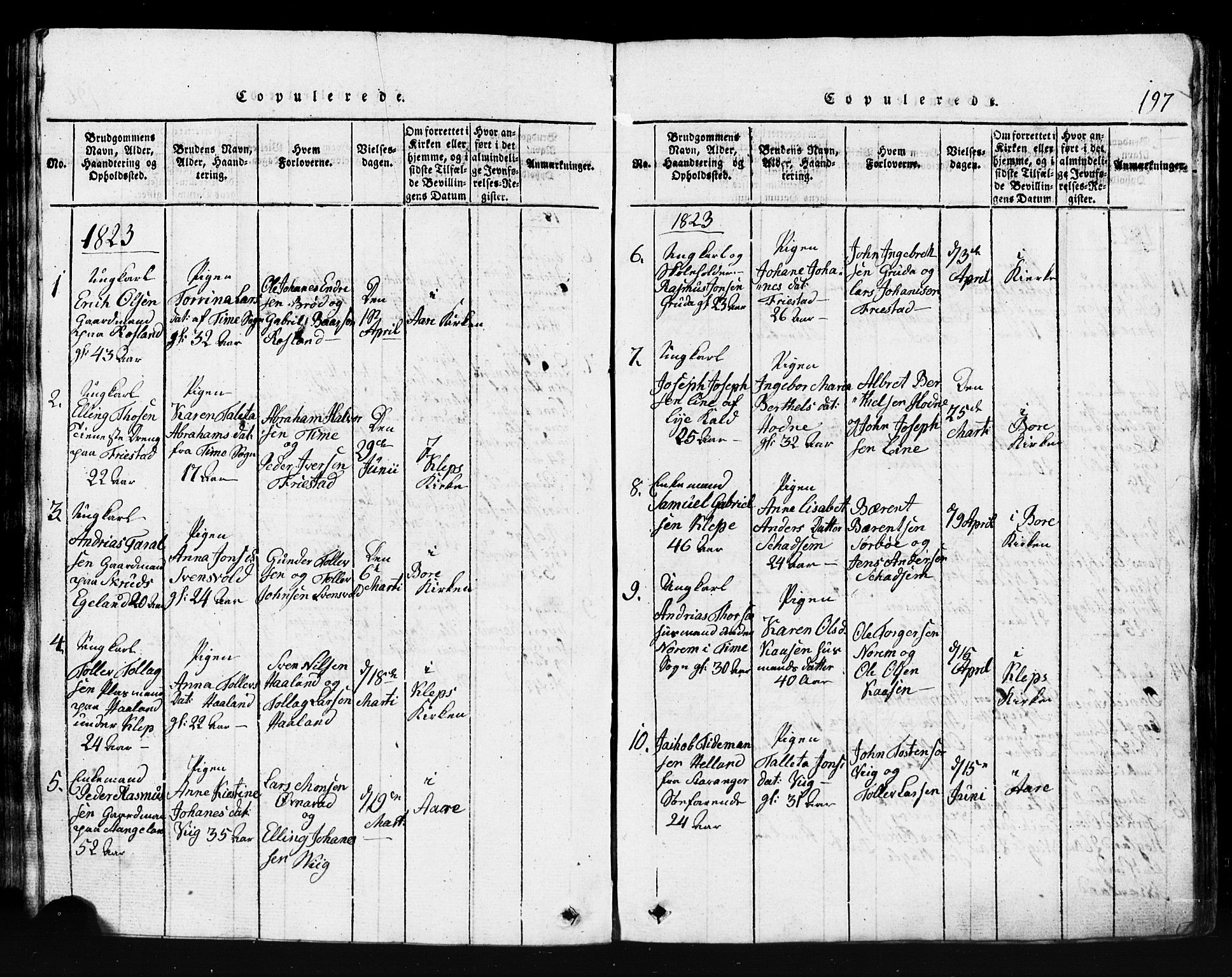 Klepp sokneprestkontor, SAST/A-101803/001/3/30BB/L0001: Klokkerbok nr.  B 1, 1816-1859, s. 197