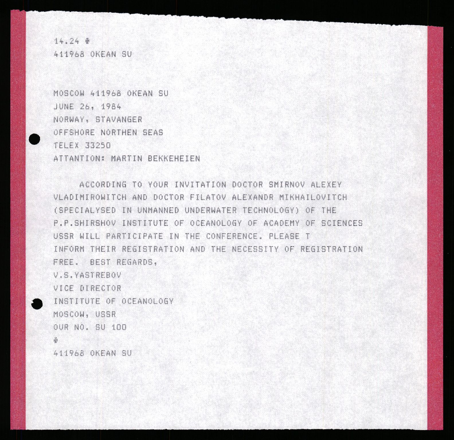 Pa 1716 - Stiftelsen Offshore Northern Seas, AV/SAST-A-102319/F/Fa/L0002: ONS 84, 1983-1984, s. 254