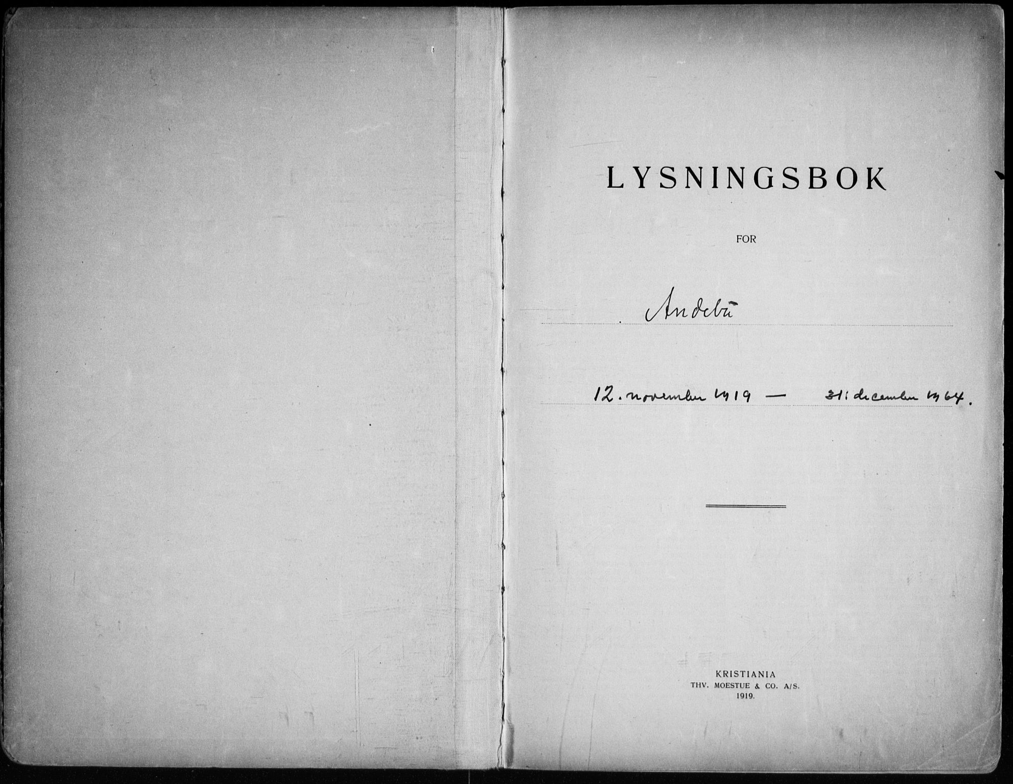 Andebu kirkebøker, AV/SAKO-A-336/H/Ha/L0001: Lysningsprotokoll nr. 1, 1919-1964