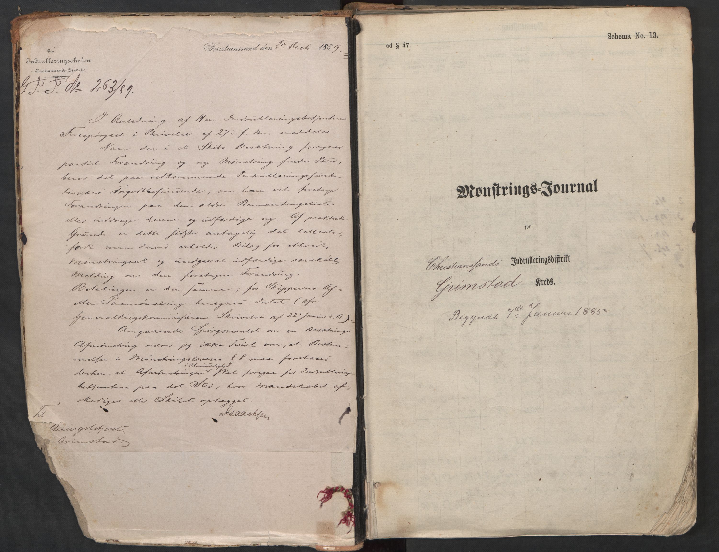 Grimstad mønstringskrets, AV/SAK-2031-0013/G/Ga/L0005: Av- og påmønstring, V-34, 1885-1937, s. 2
