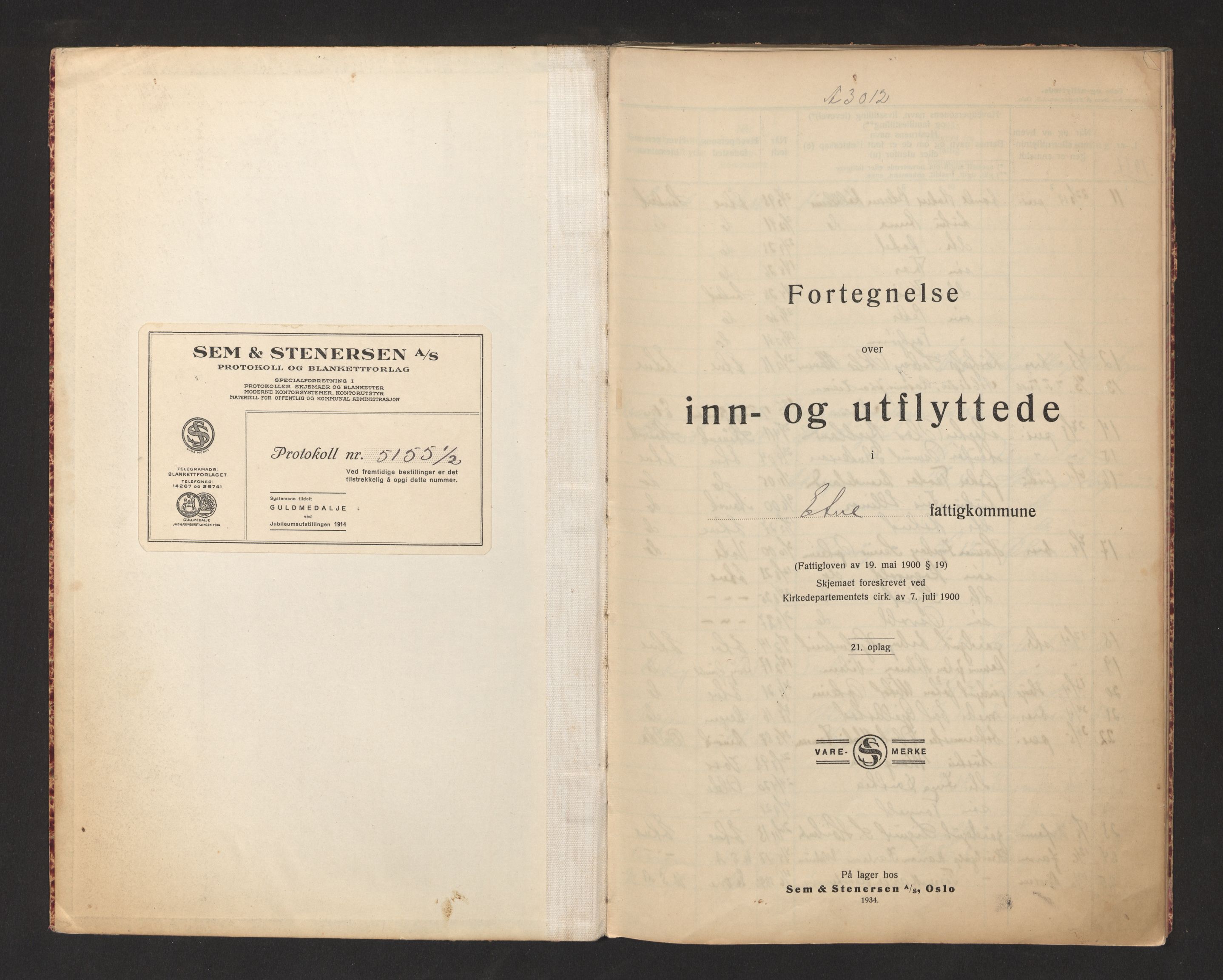 Lensmannen i Etne, SAB/A-31601/0020/L0003: Protokoll over inn- og utflytte, 1937-1943