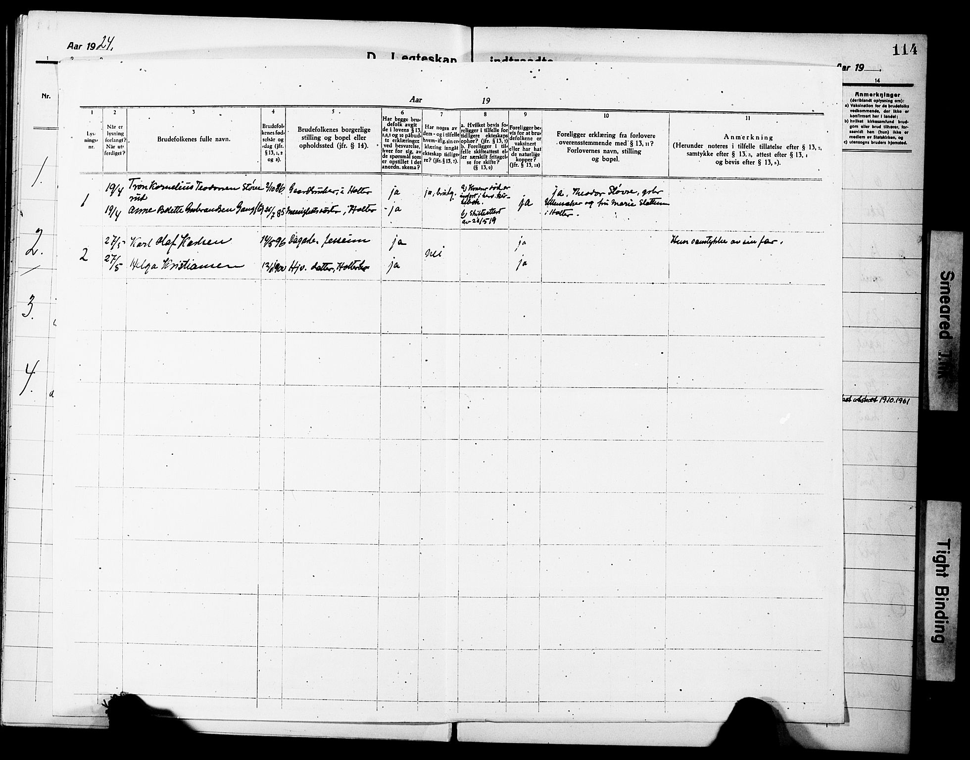 Nannestad prestekontor Kirkebøker, AV/SAO-A-10414a/G/Gb/L0002: Klokkerbok nr. II 2, 1918-1929