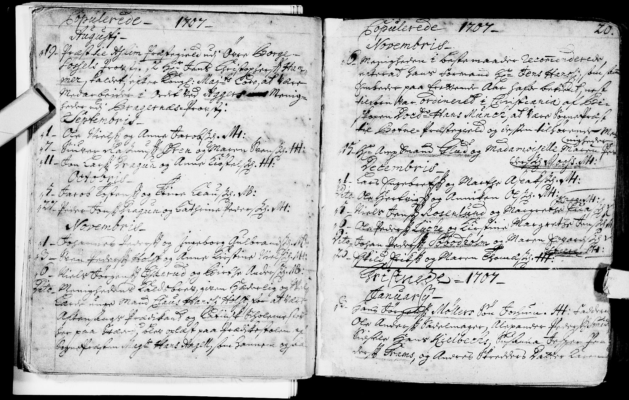 Bragernes kirkebøker, AV/SAKO-A-6/F/Fa/L0003: Ministerialbok nr. I 3, 1706-1734, s. 20